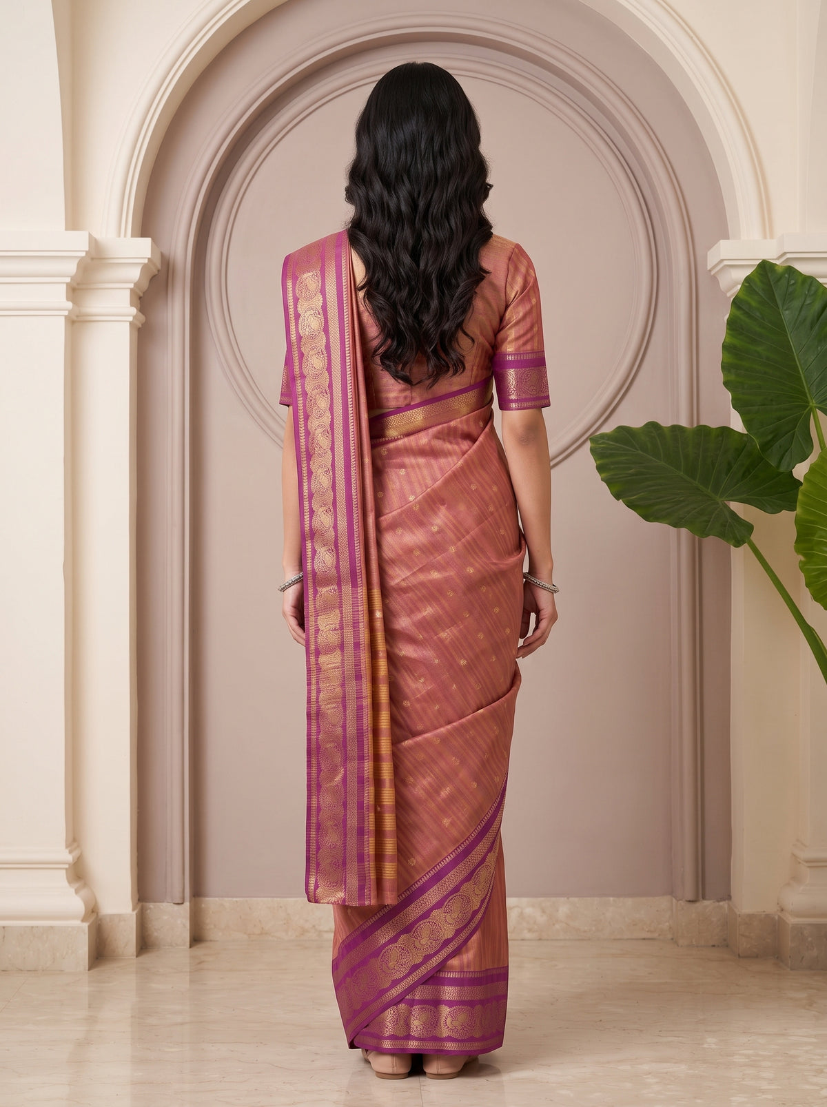 MIMOSA Lavender Banarasi Saree — pose 2 styling detail