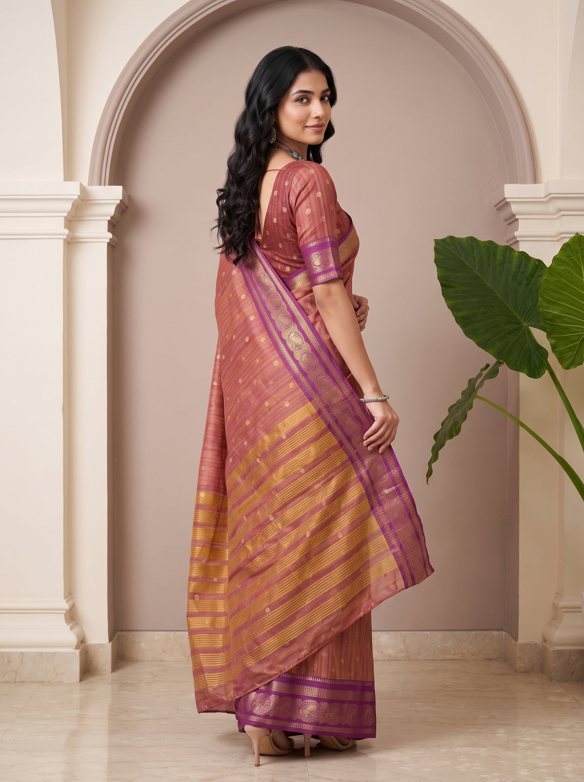 MIMOSA Lavender Banarasi Saree — pose 7 styling detail