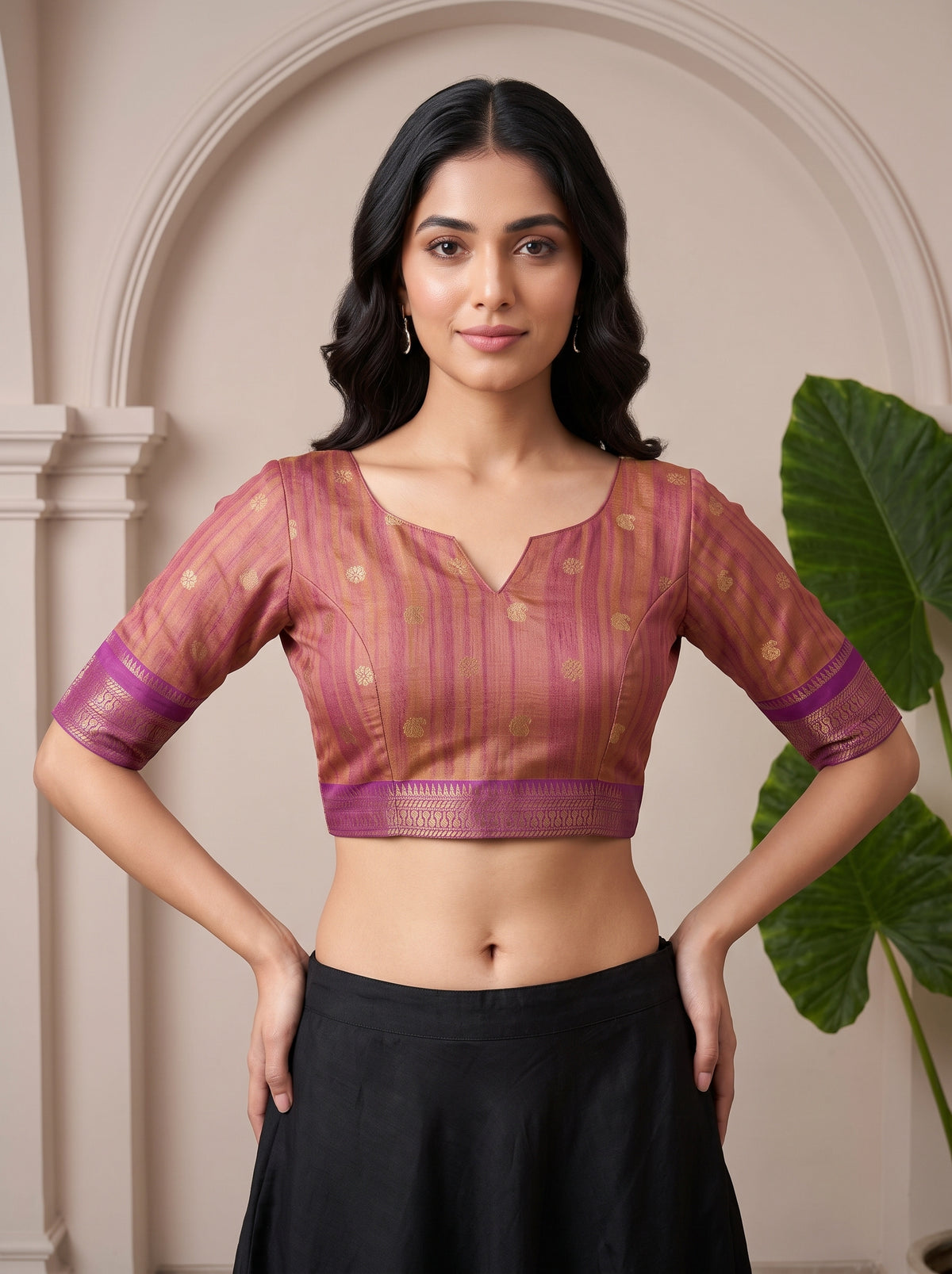 MIMOSA Lavender Banarasi Saree — blouse close-up