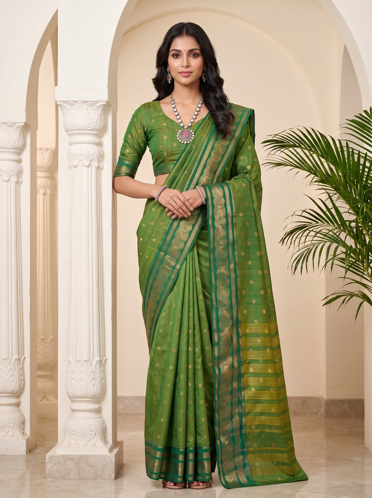 MIMOSA Rama Banarasi Saree — pose 5 styling detail