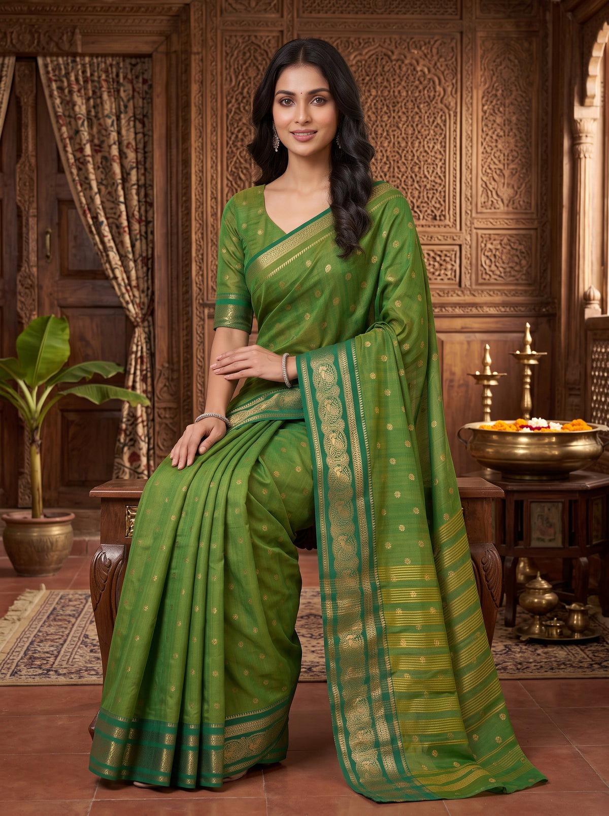 MIMOSA Rama Banarasi Saree — pose 8 styling detail