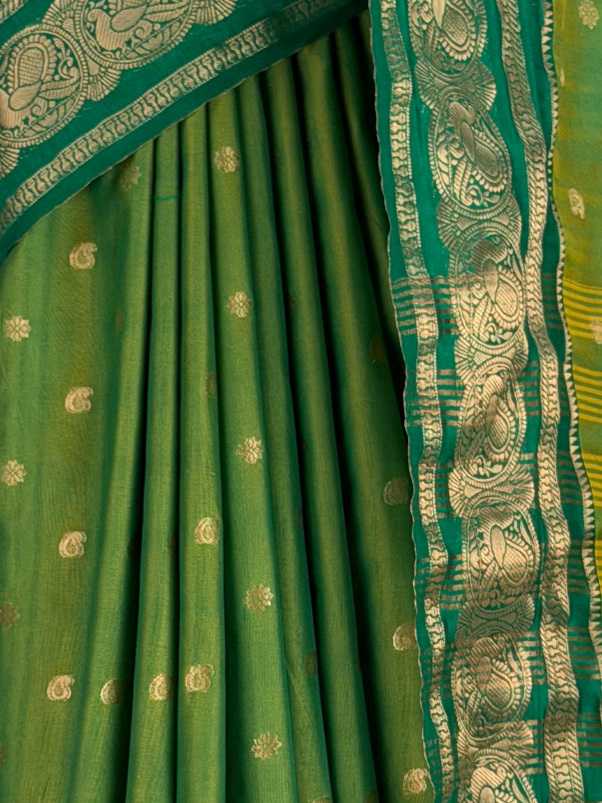 MIMOSA Rama Banarasi Saree — fleets shot full lifestyle