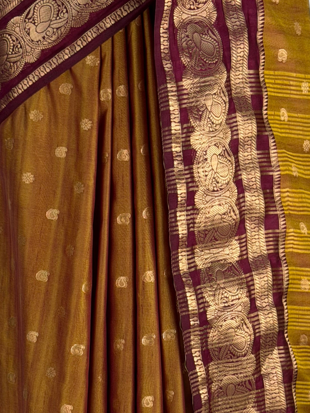 MIMOSA Wine Banarasi Saree — fleets shot full lifestyle