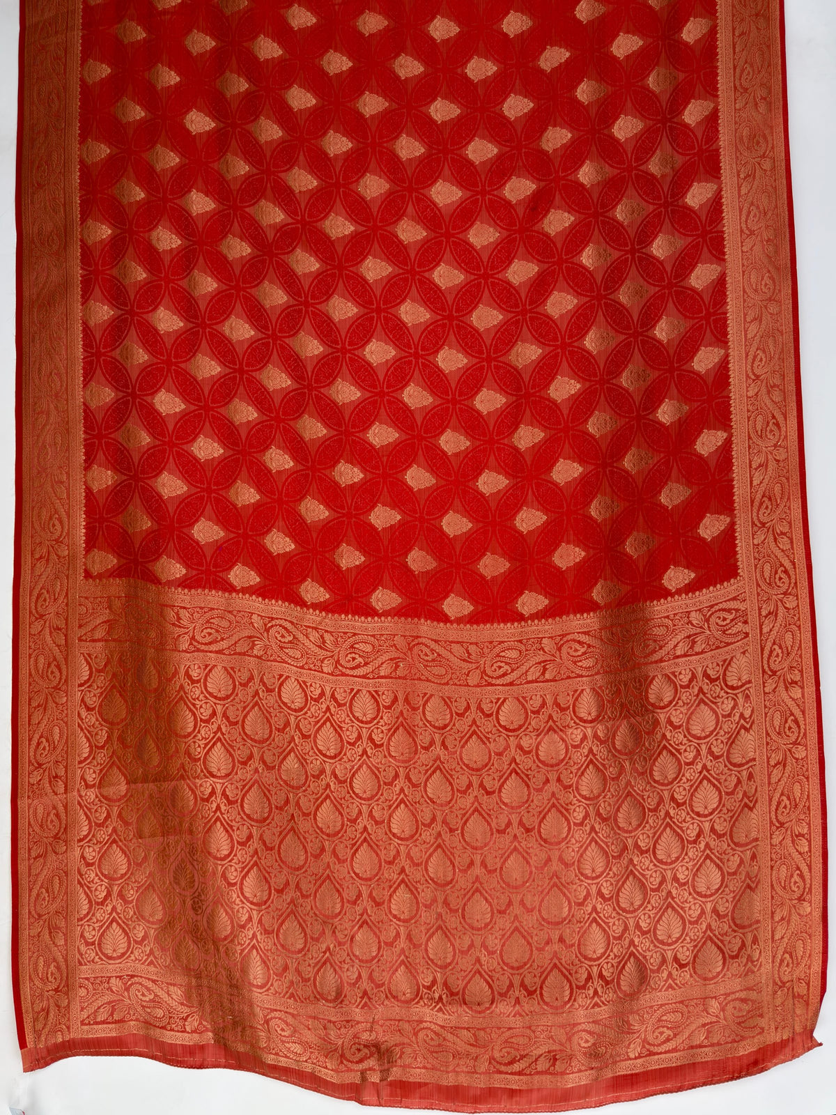 MIMOSA Red Kanjivaram Saree — pallu and zari work detail