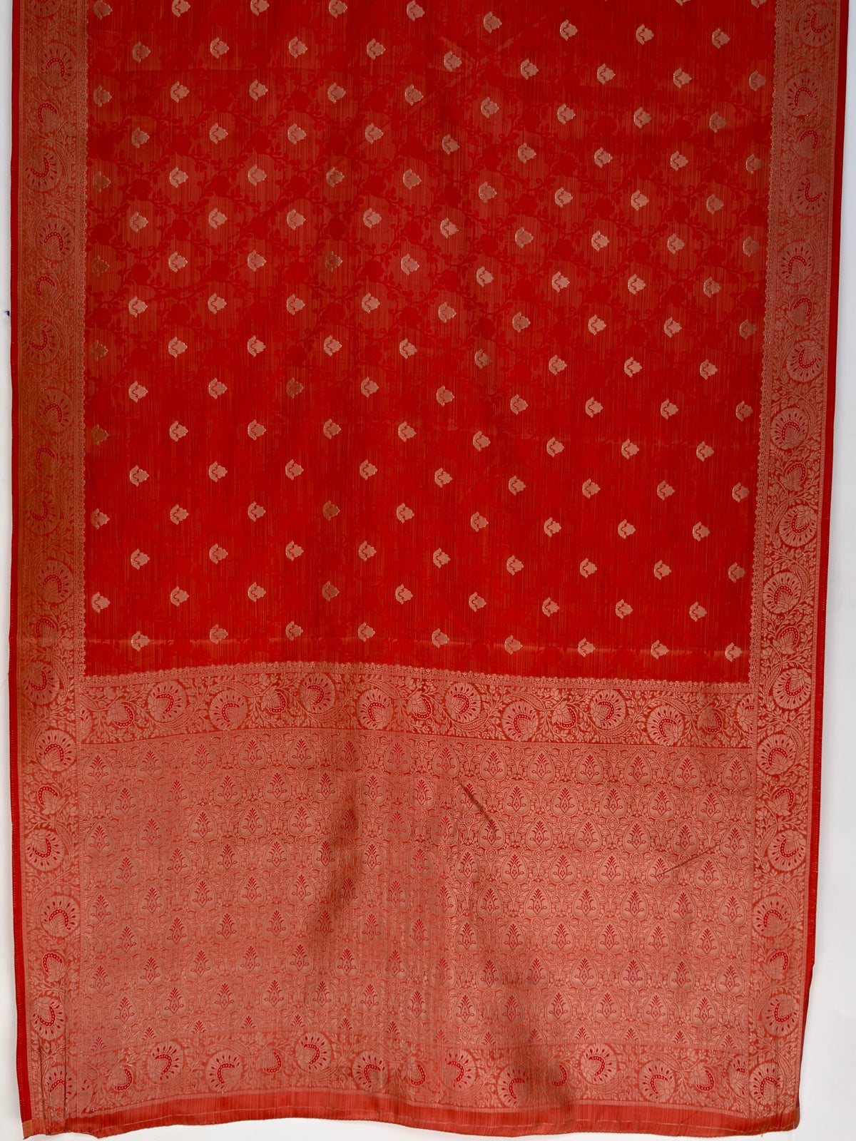 MIMOSA Red Kanjivaram Saree — pallu and zari work detail