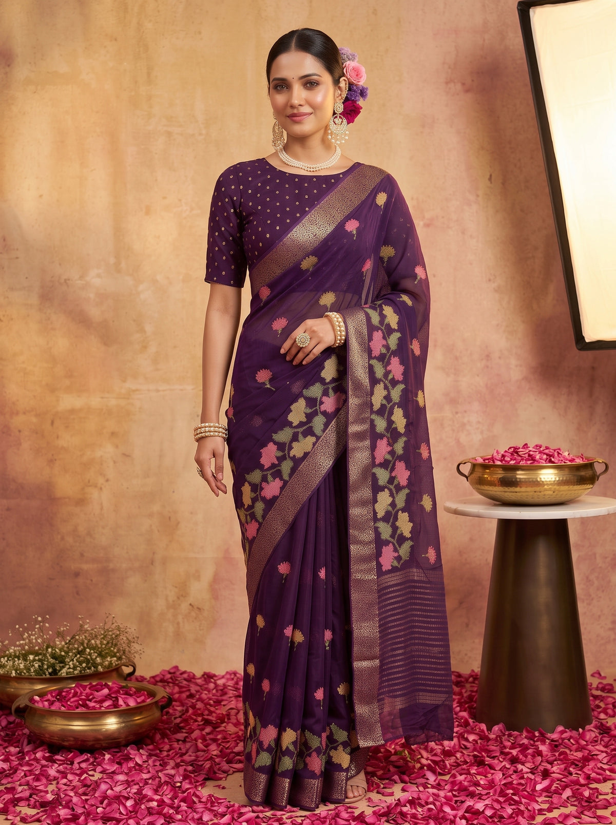 MIMOSA Jamun Jaipur Saree — pose 10 styling detail