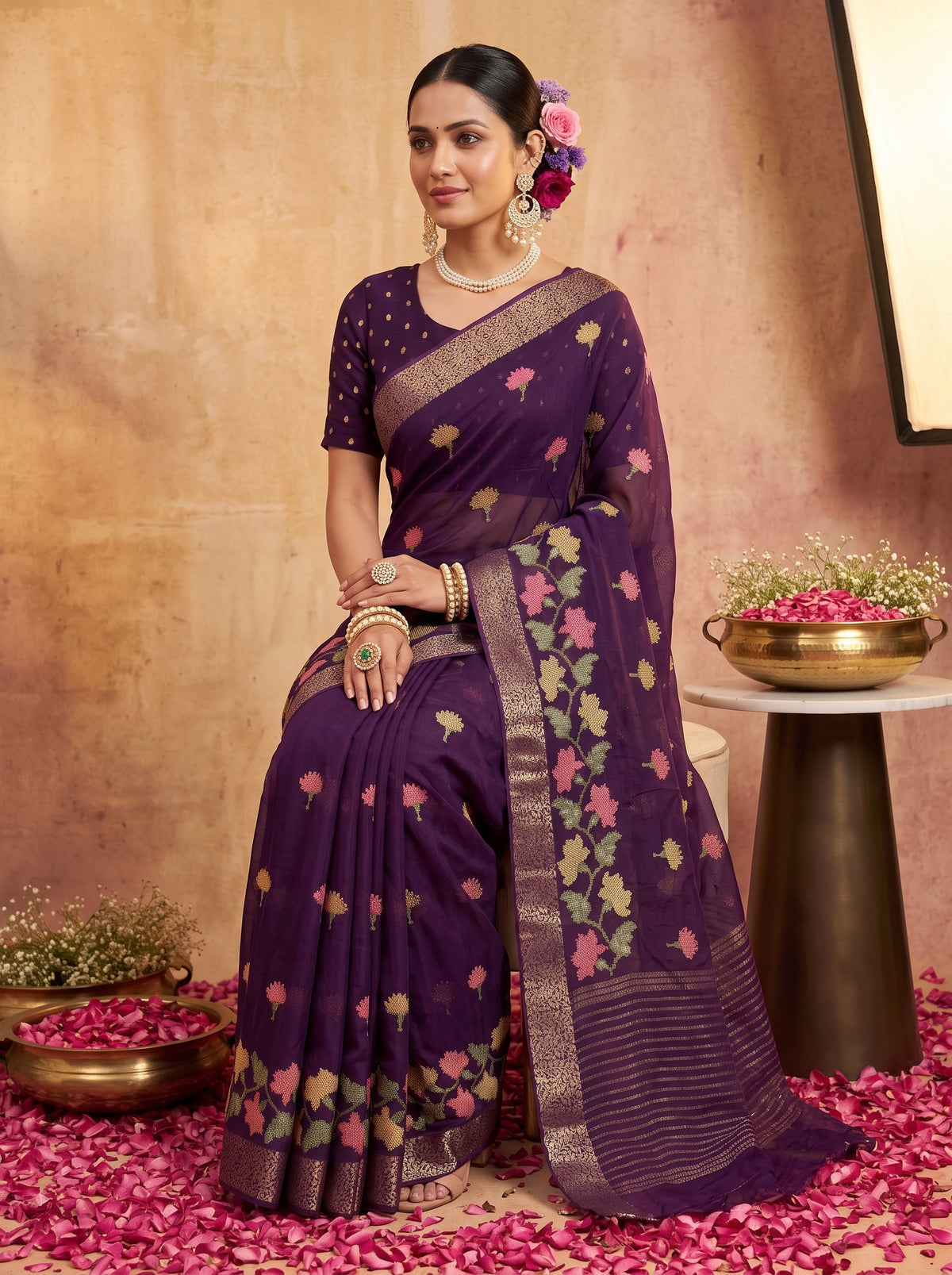 MIMOSA Jamun Jaipur Saree — pose 8 styling detail