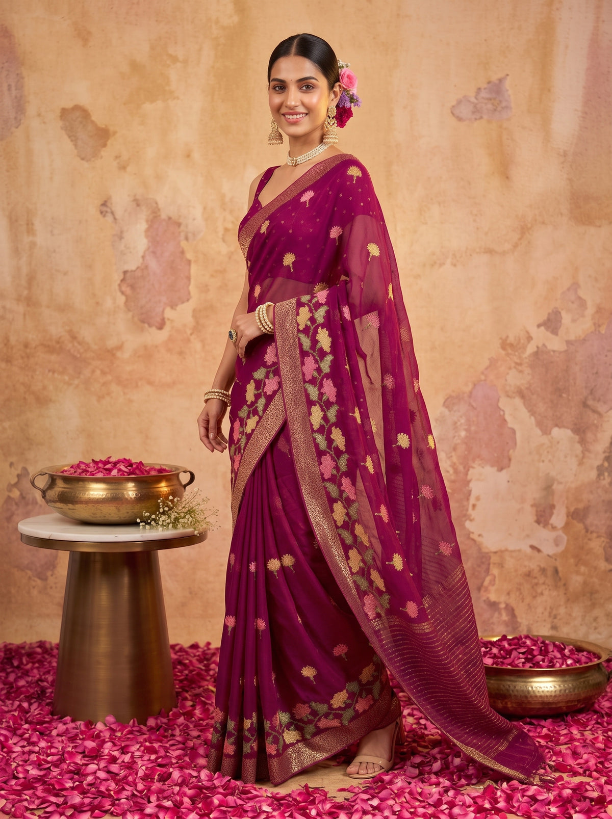 MIMOSA Magenta Jaipur Saree — pose 9 styling detail