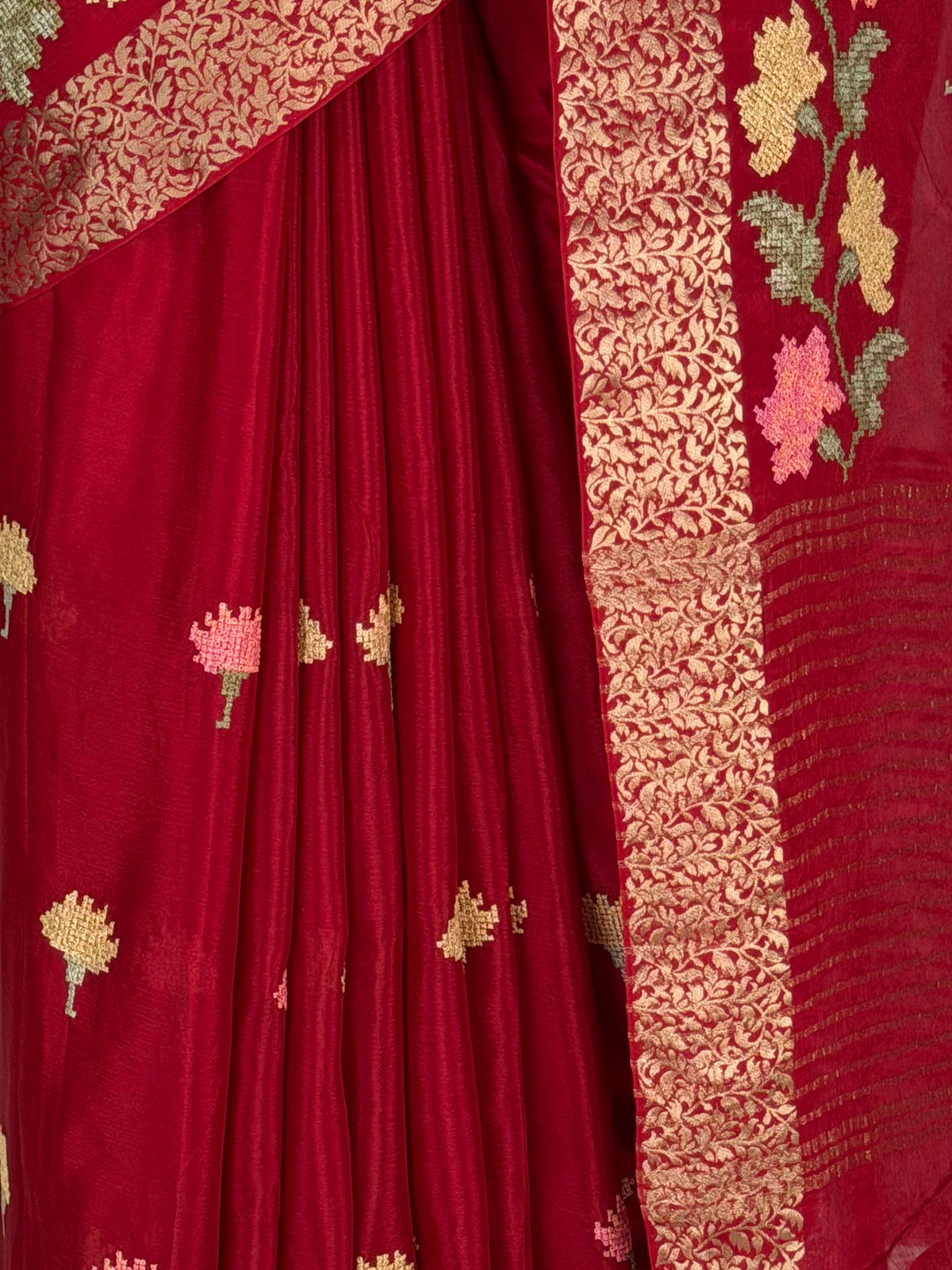MIMOSA Maroon Jaipur Saree — fleets shot full lifestyle