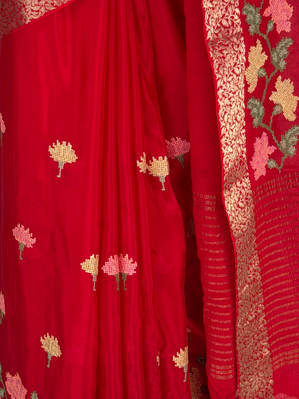 MIMOSA Red Jaipur Saree — fleets shot full lifestyle