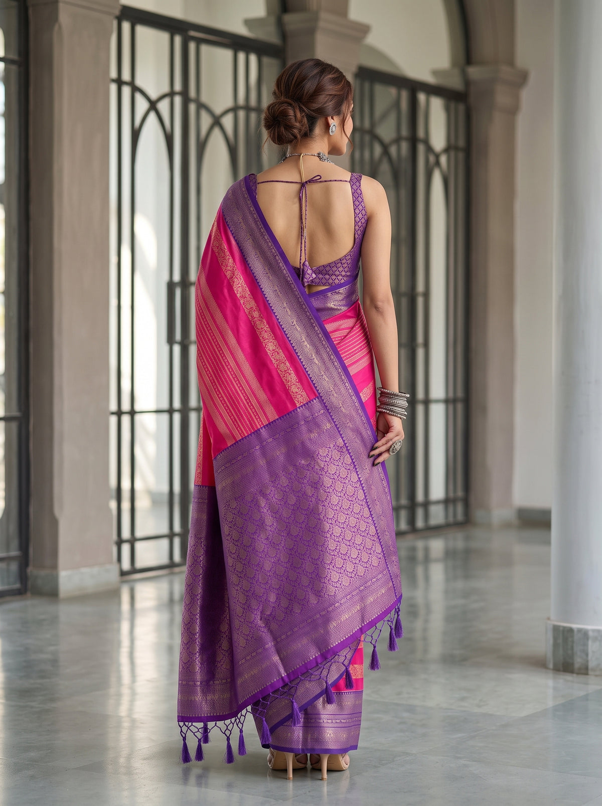 MIMOSA Rani Kanjivaram Art Silk Saree — Saree pallu and body details