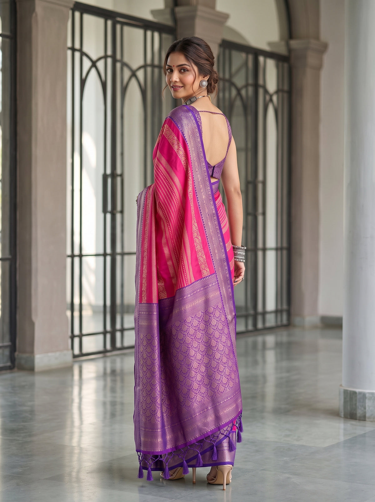 MIMOSA Rani Kanjivaram Art Silk Saree — pose 7 styling detail