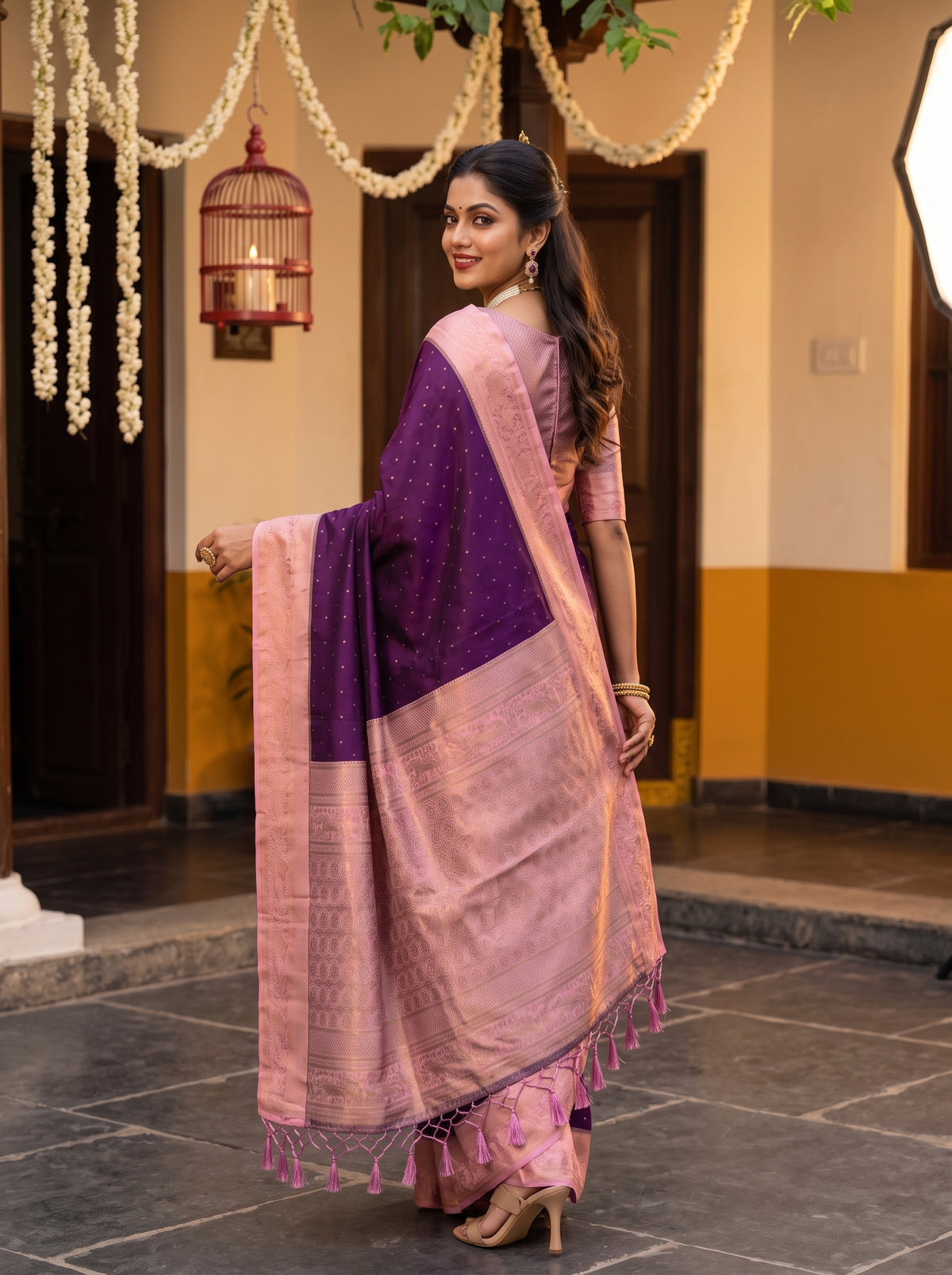 MIMOSA Jamun Kanjivaram Art Silk Saree — pose 7 styling detail