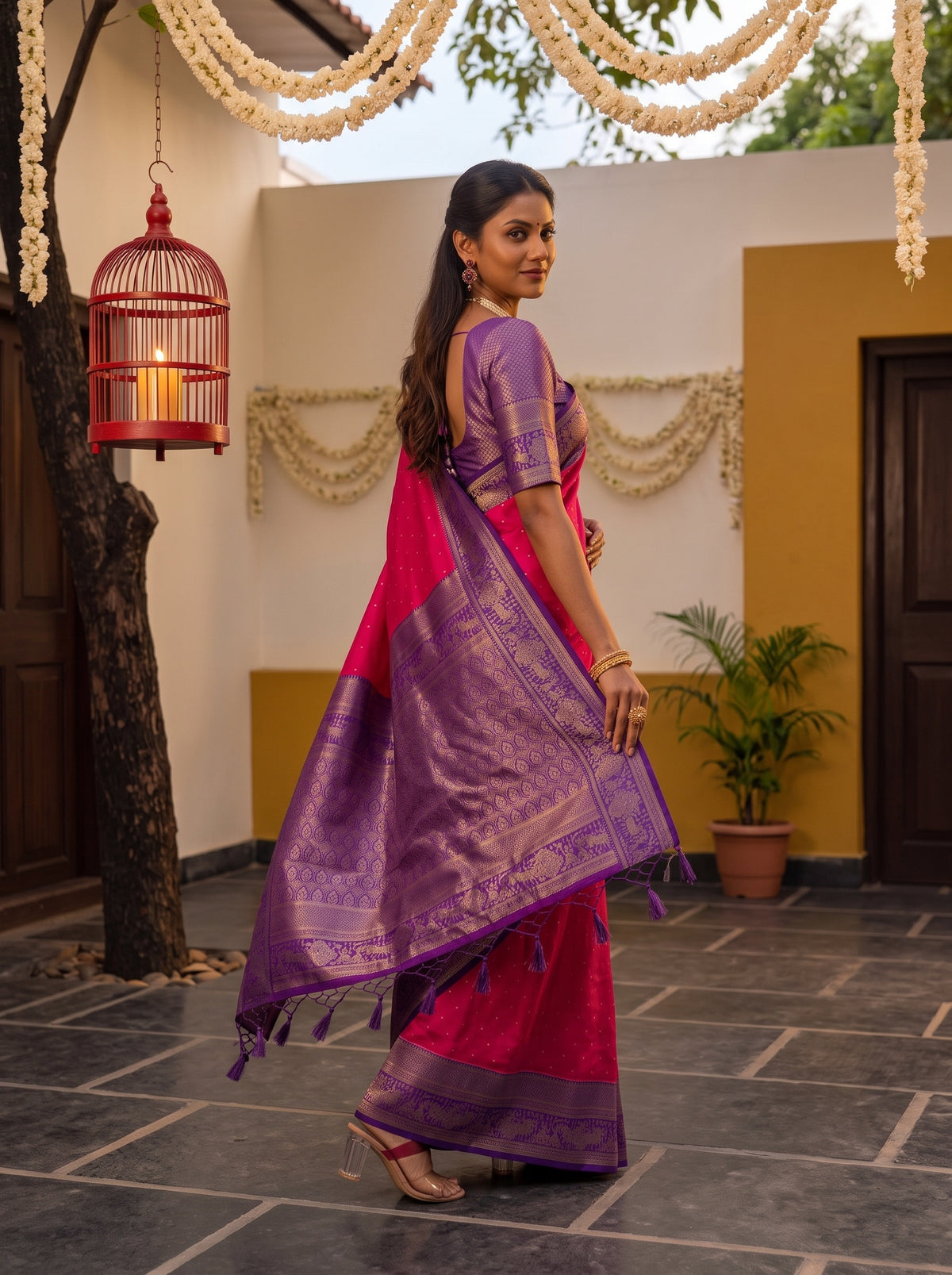 MIMOSA Rani Kanjivaram Art Silk Saree — pose 9 styling detail