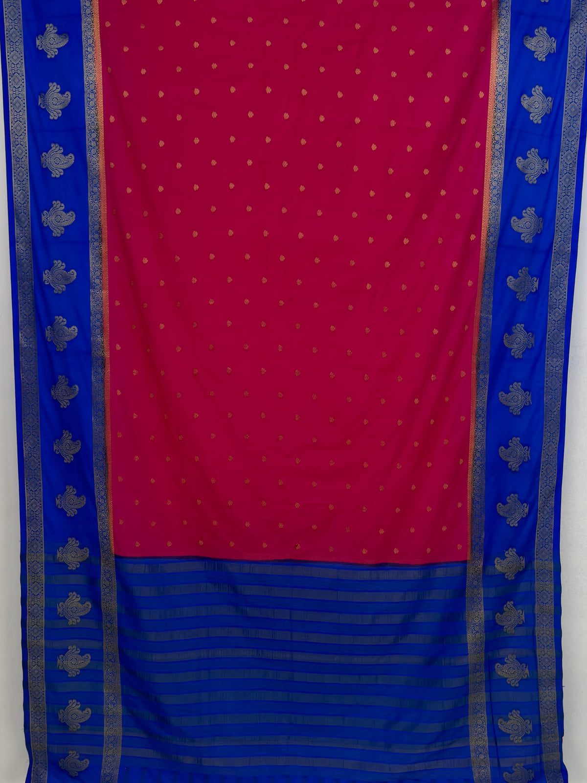 MIMOSA Rani Mysore Silk Crepe Saree — pallu and zari work detail