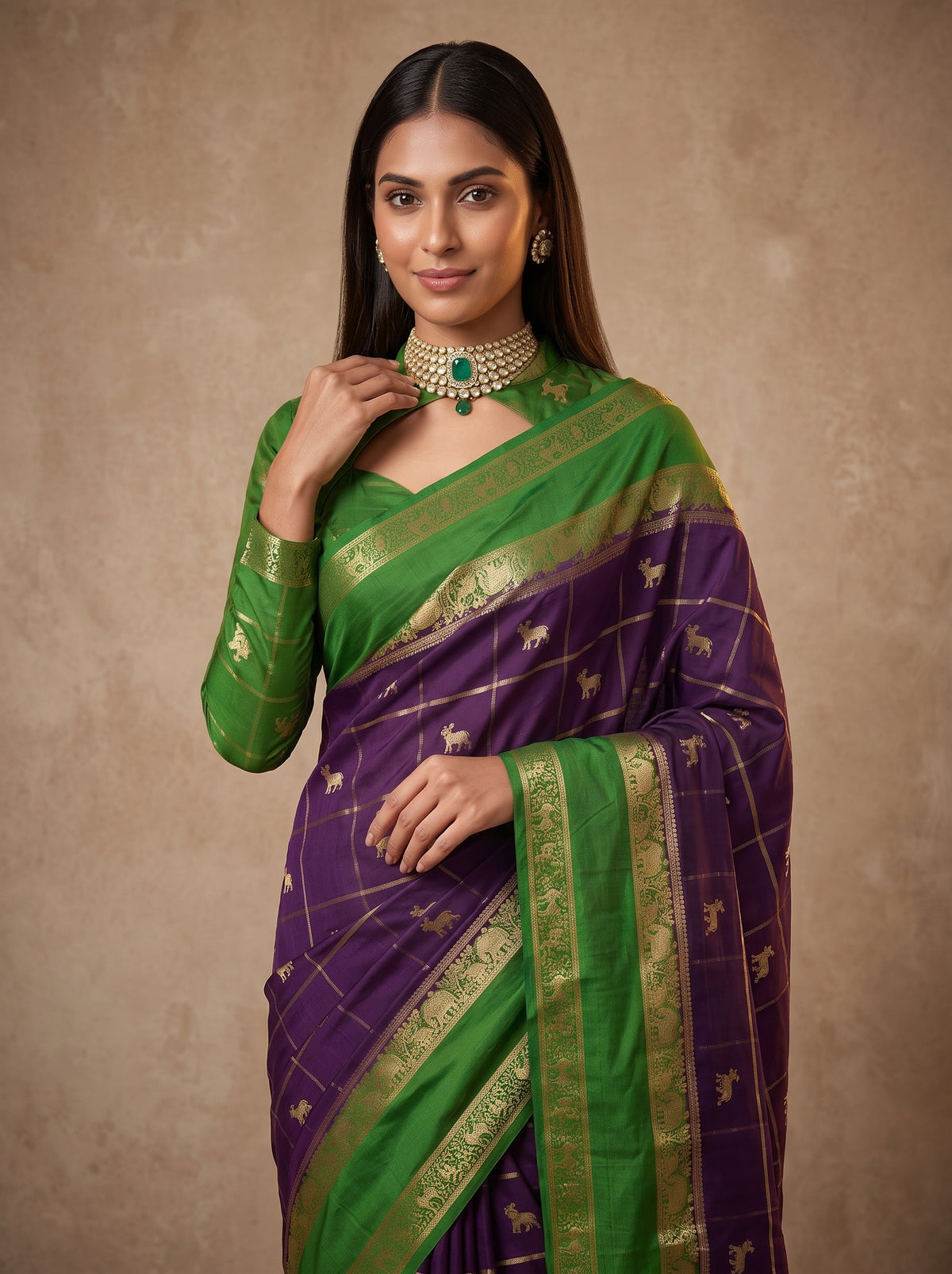 MIMOSA Jamun Mysore Silk Saree — pose 10 styling detail