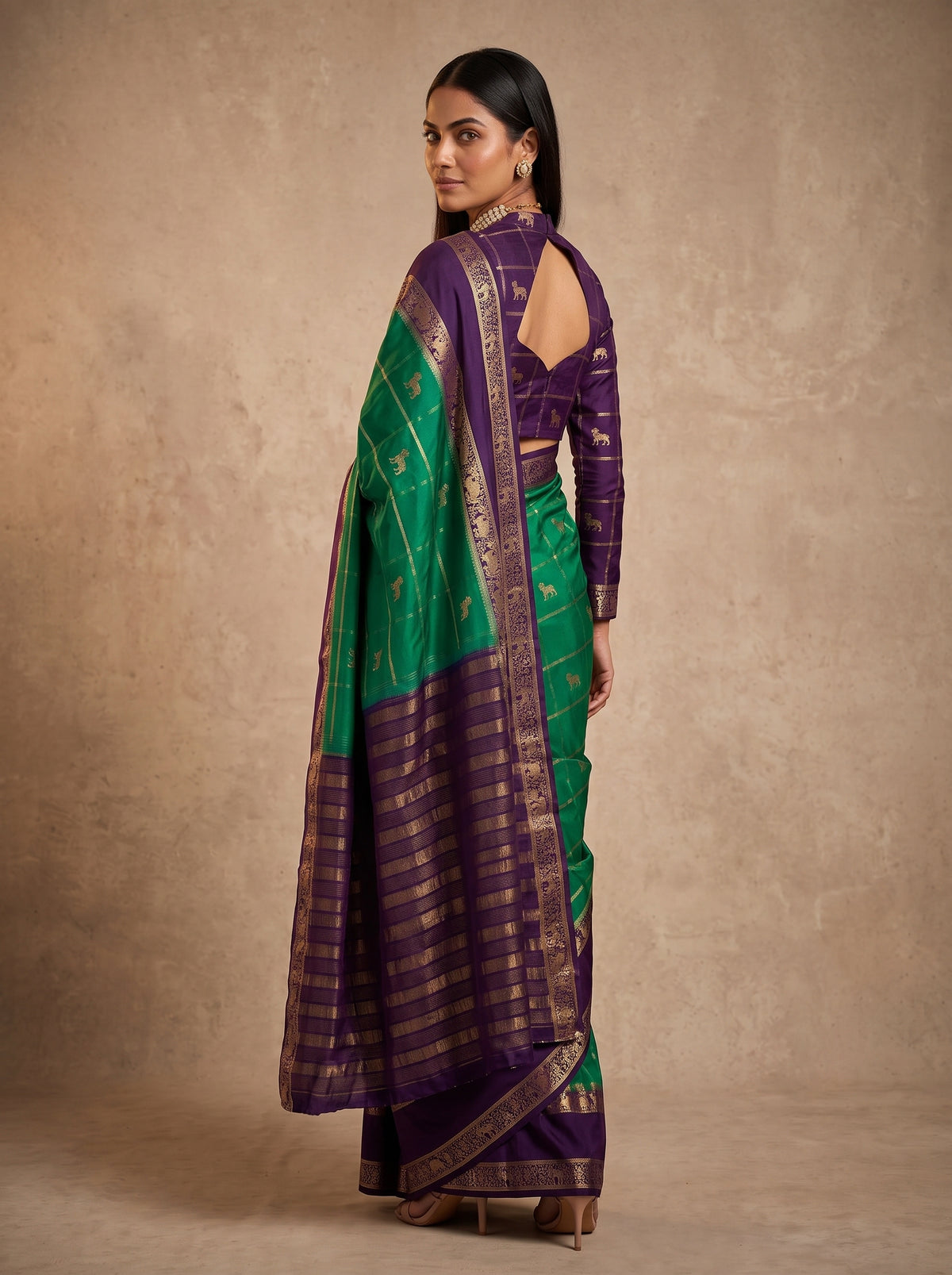 MIMOSA Rama Mysore Silk Saree — pose 7 styling detail
