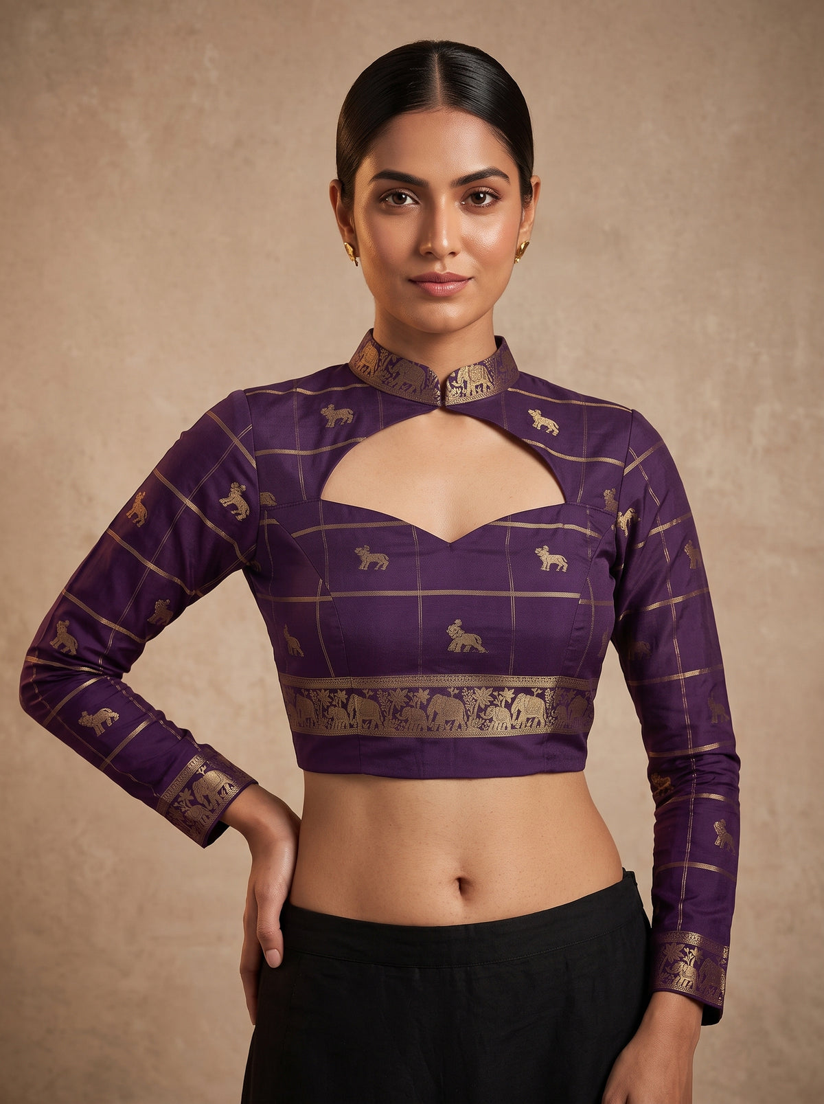 MIMOSA Rama Mysore Silk Saree — blouse close-up