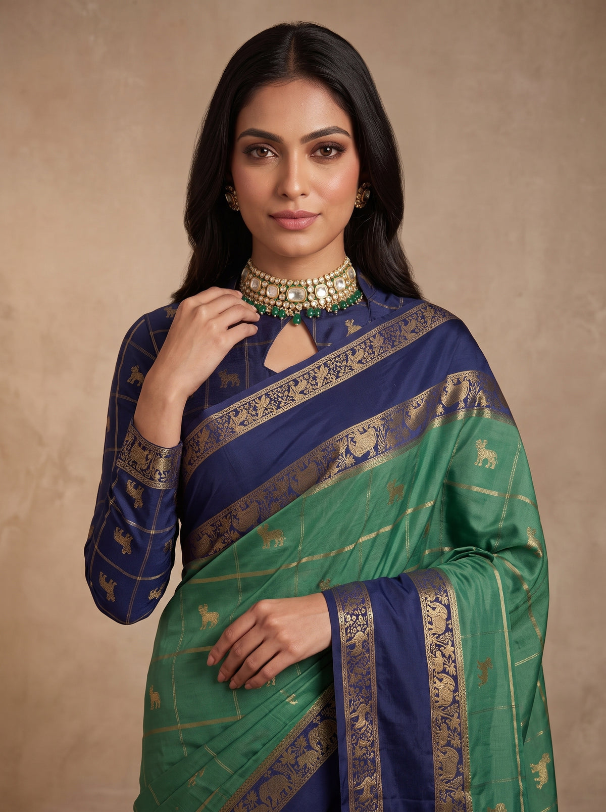 MIMOSA Sapphire Mysore Silk Saree — pose 10 styling detail