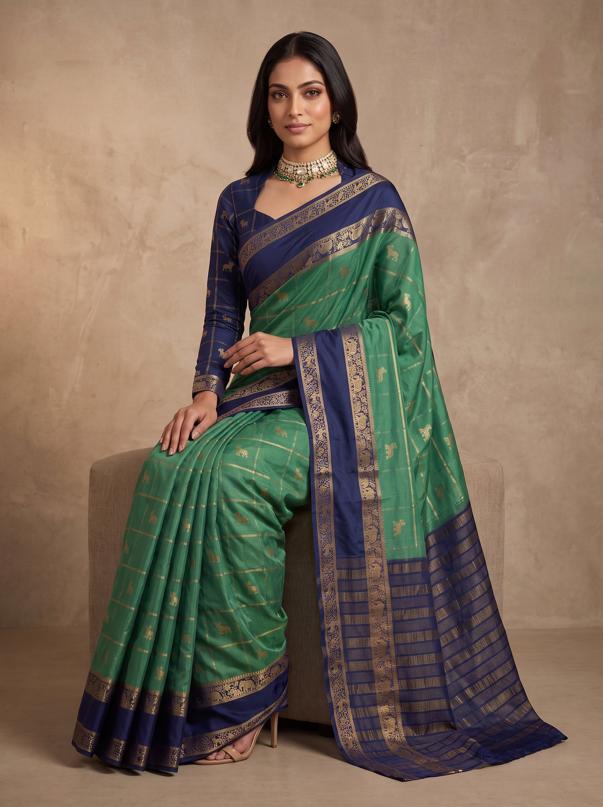 MIMOSA Sapphire Mysore Silk Saree — pose 8 styling detail