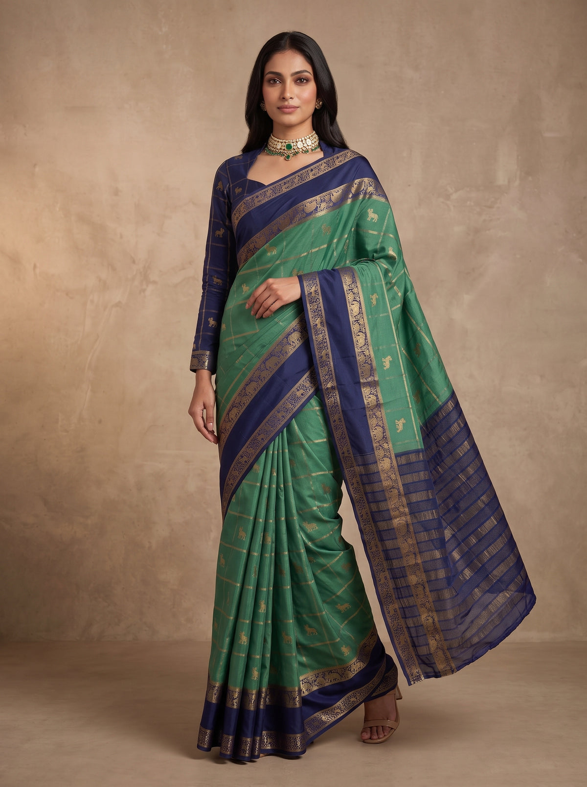 MIMOSA Sapphire Mysore Silk Saree — pose 9 styling detail