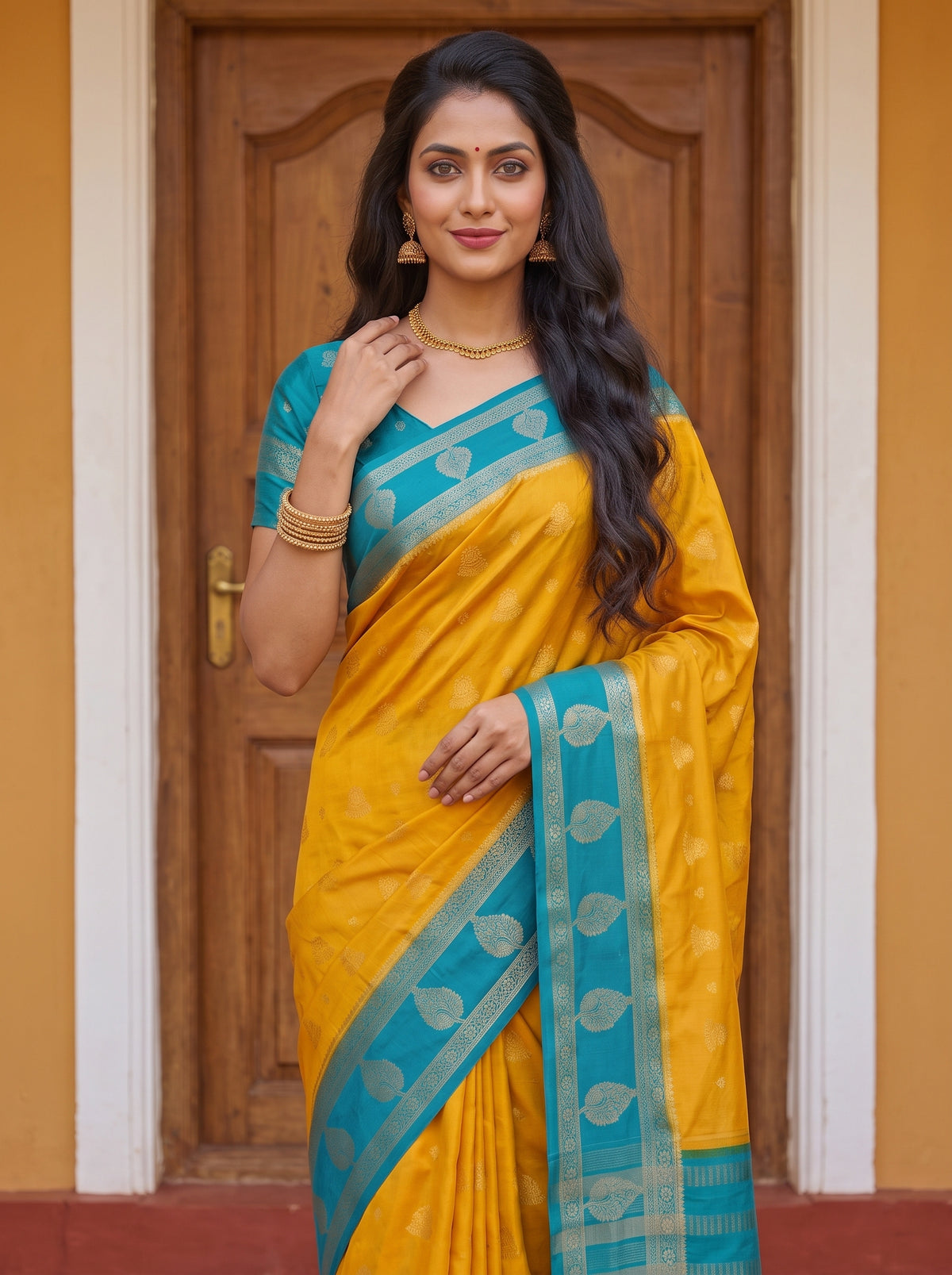 MIMOSA Gold Mysore Silk Saree — pose 10 styling detail