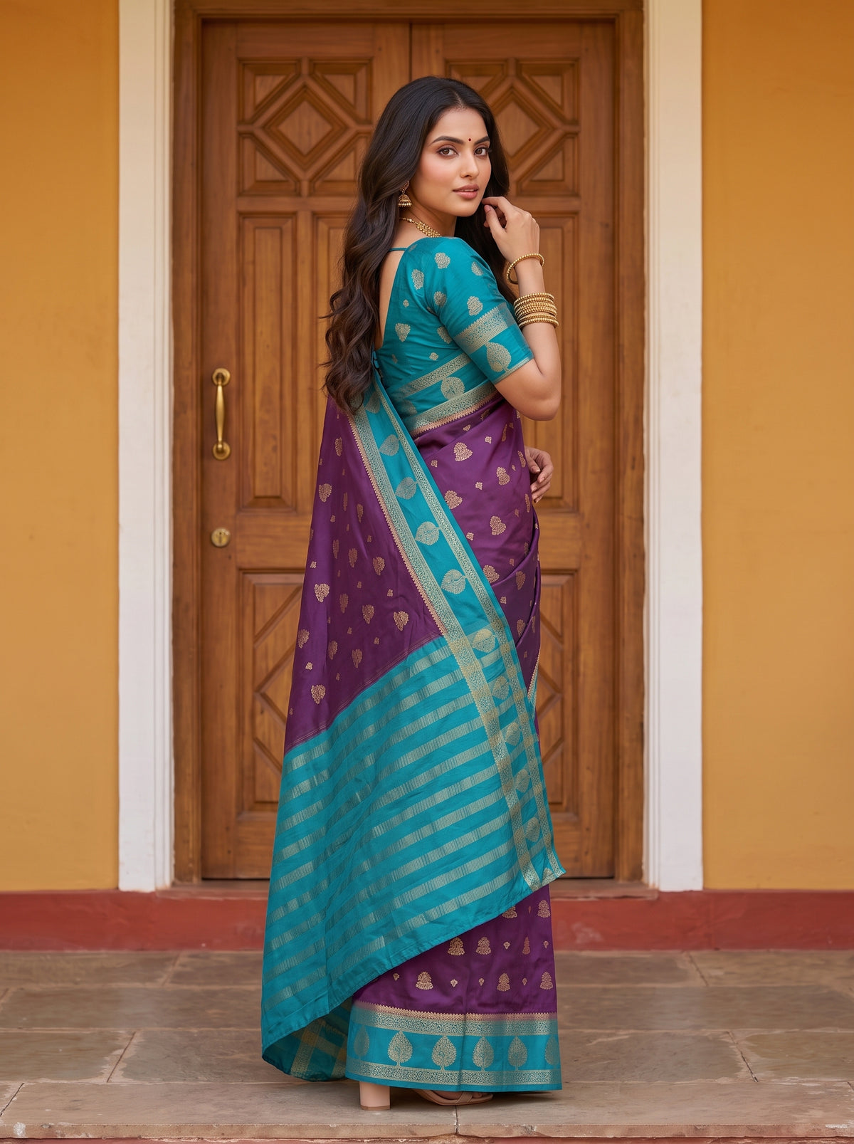 MIMOSA Jamun Mysore Silk Saree — pose 7 styling detail