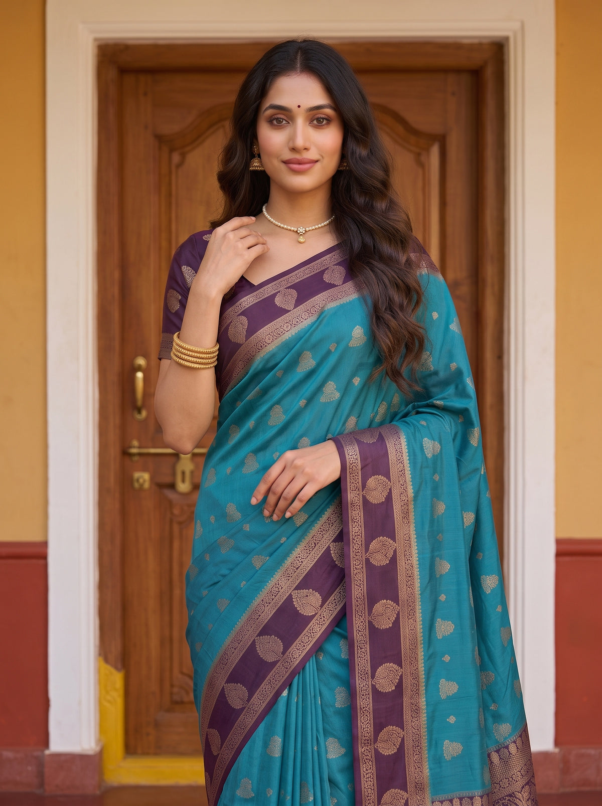 MIMOSA Sapphire Mysore Silk Saree — pose 10 styling detail