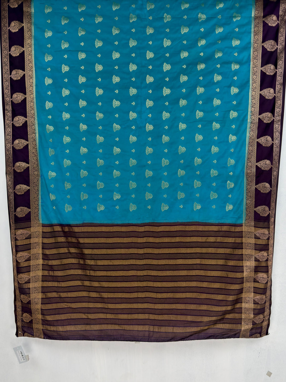 MIMOSA Sapphire Mysore Silk Saree — pallu and zari work detail