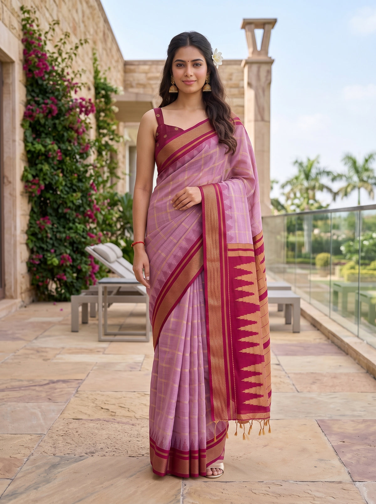 MIMOSA Pink Banarasi Saree — pose 9 styling detail