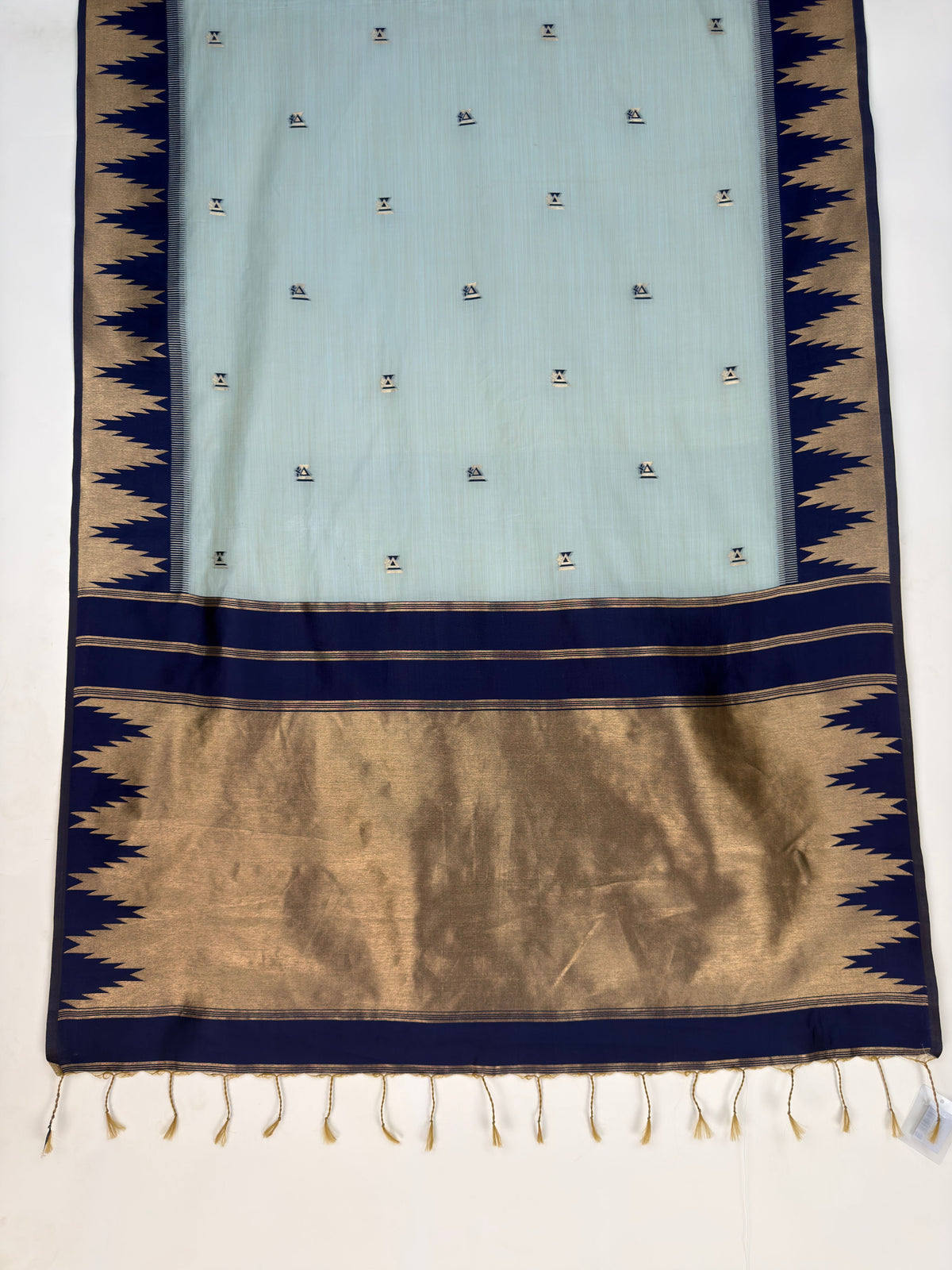 MIMOSA Grey Banarasi Cotton Saree — pallu and zari work detail