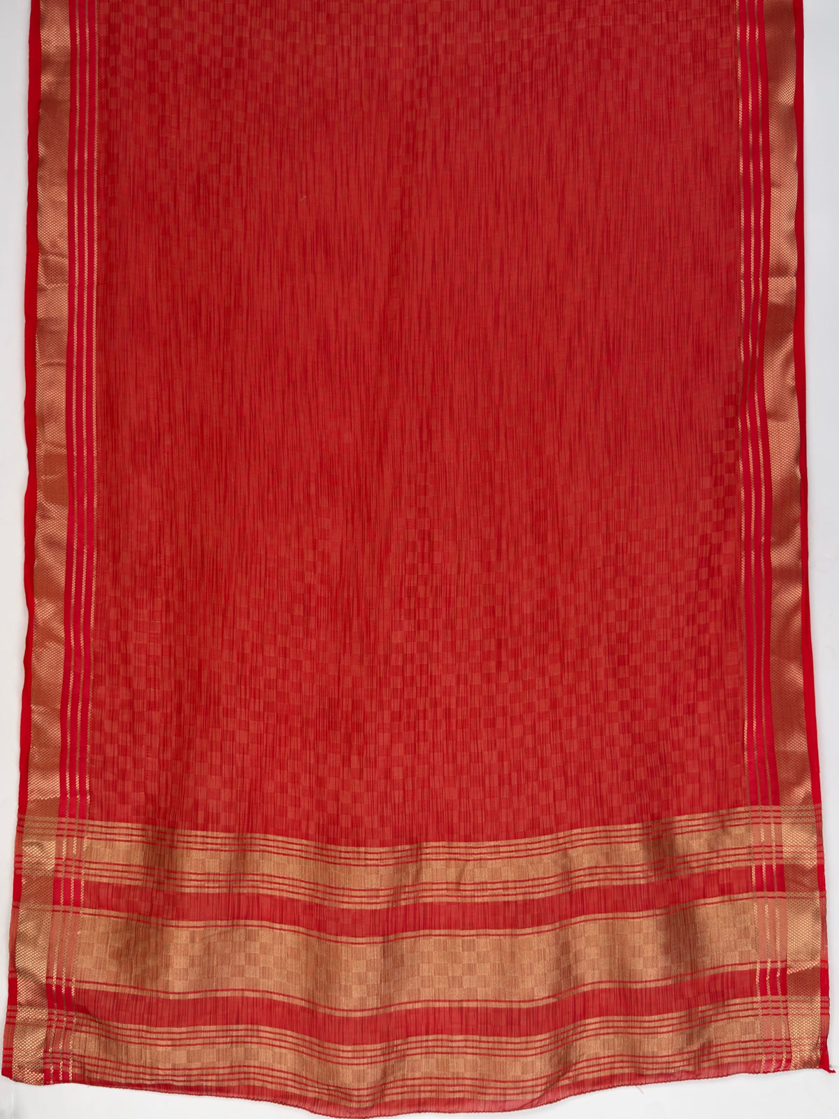 MIMOSA Red Mysore Silk Crepe Saree — pallu and zari work detail