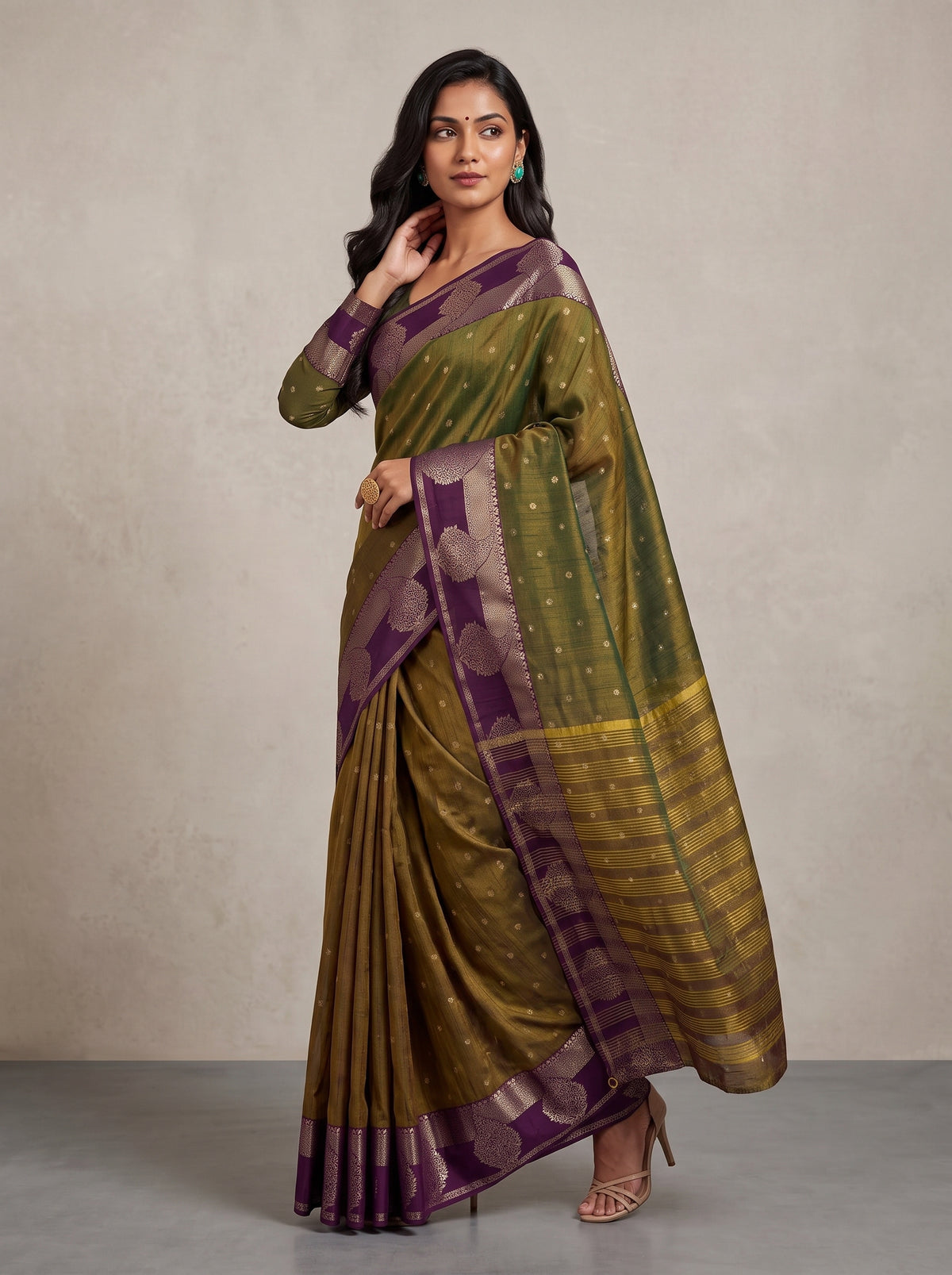 MIMOSA Jamun Banarasi Saree — pose 9 styling detail