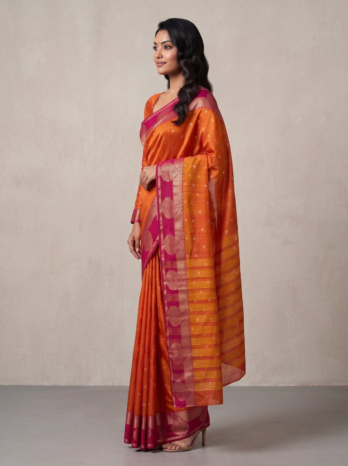 MIMOSA Rani Banarasi Saree — pose 3 styling detail