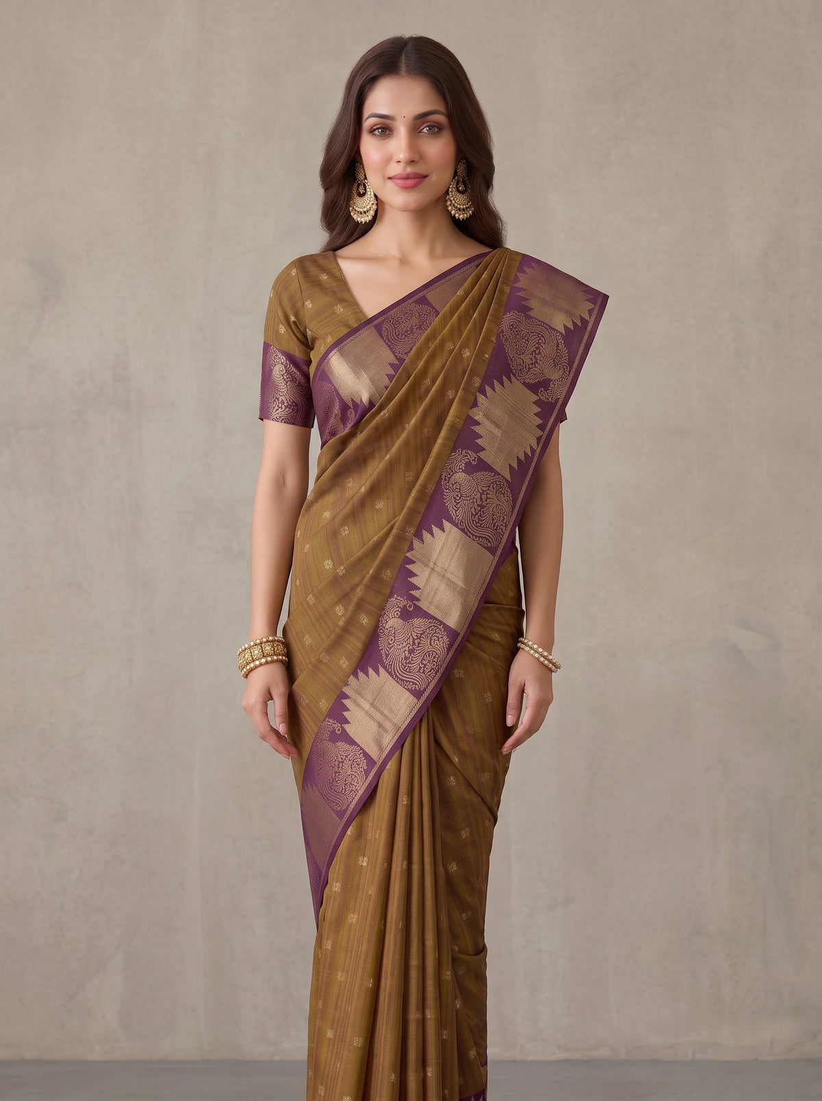 MIMOSA Jamun Banarasi Raw Silk Saree — pose 10 styling detail