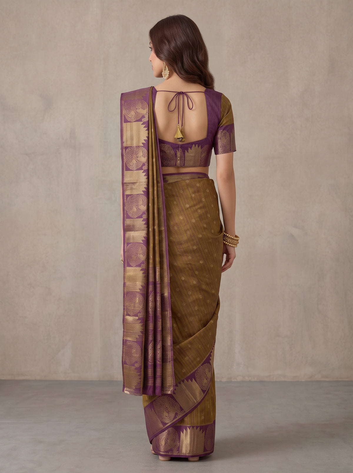 MIMOSA Jamun Banarasi Raw Silk Saree — Saree shot pallu and body