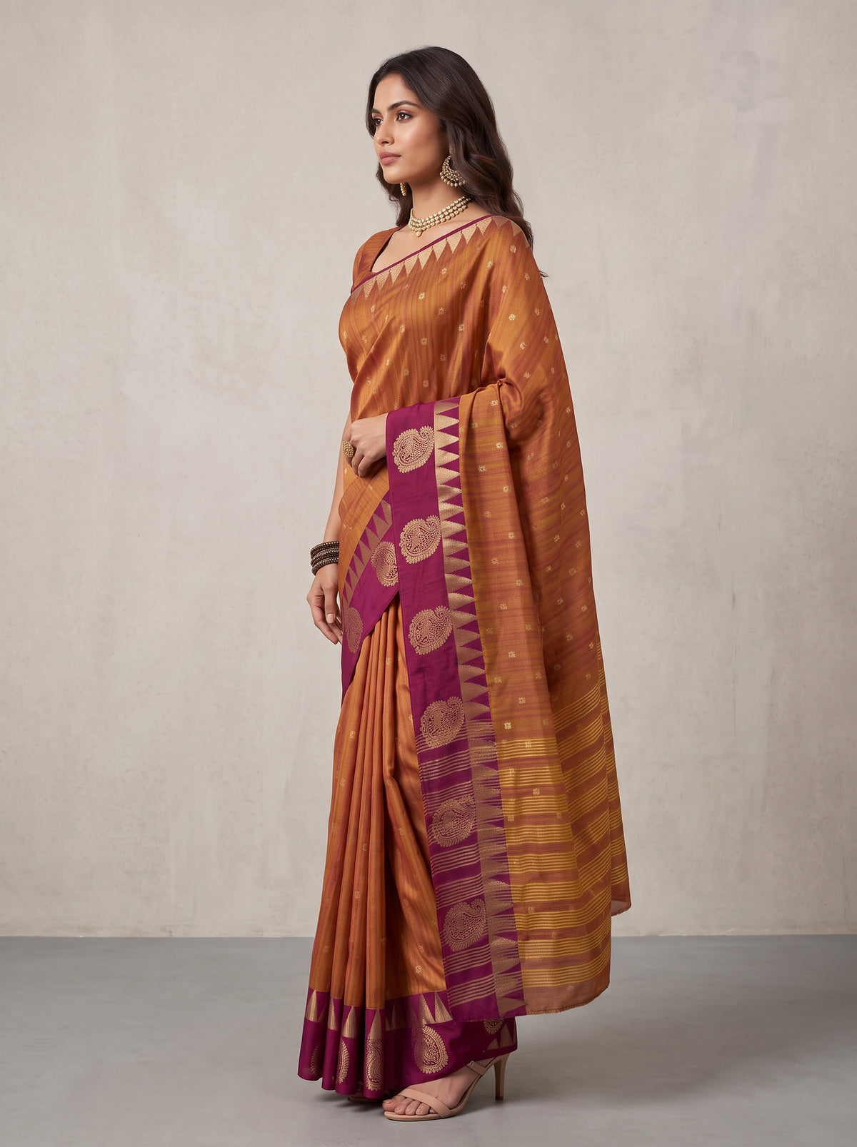 MIMOSA Banarasi Saree — pose 3 styling detail