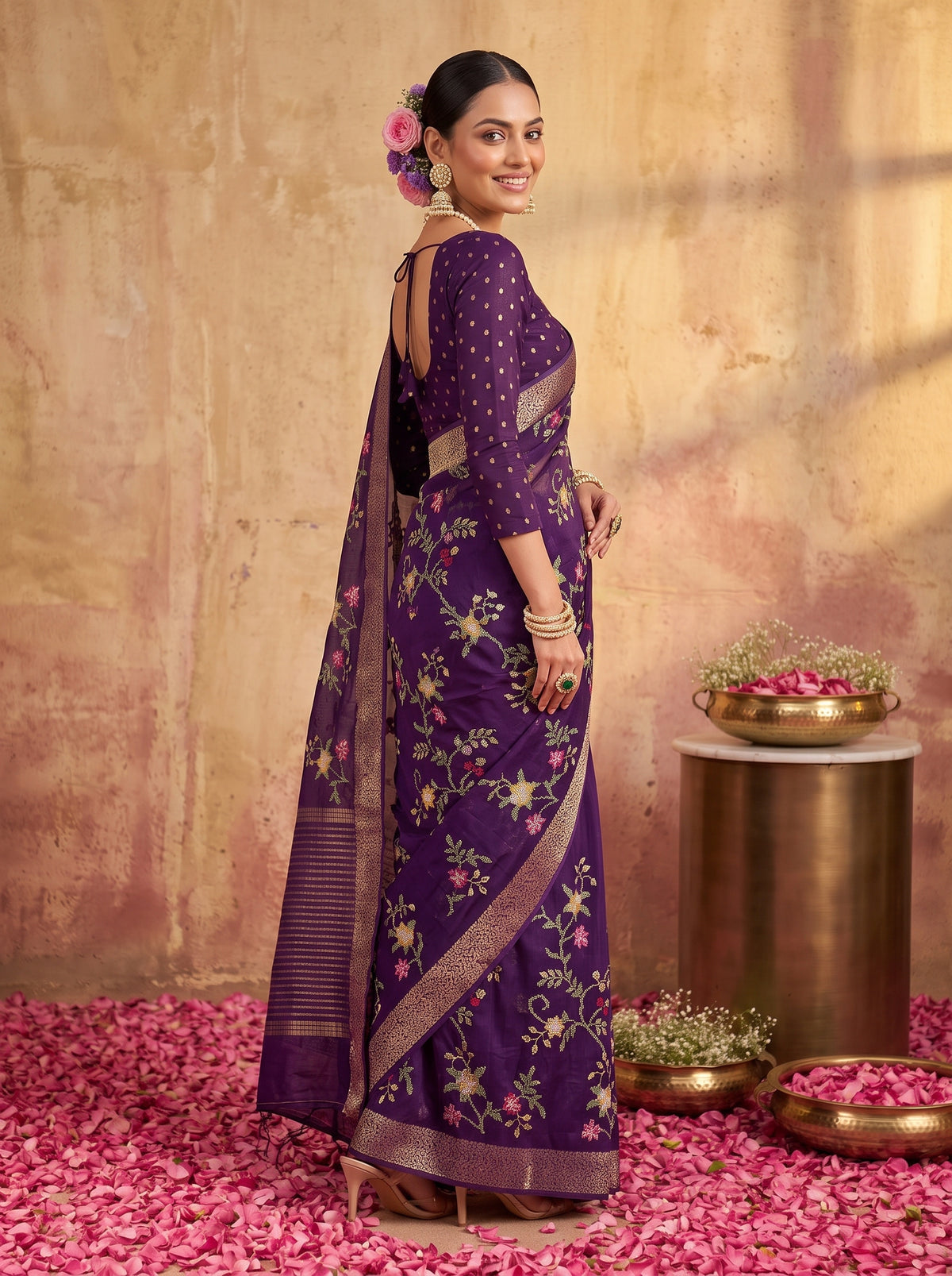 MIMOSA Jamun Jaipur Saree — pose 5 styling detail