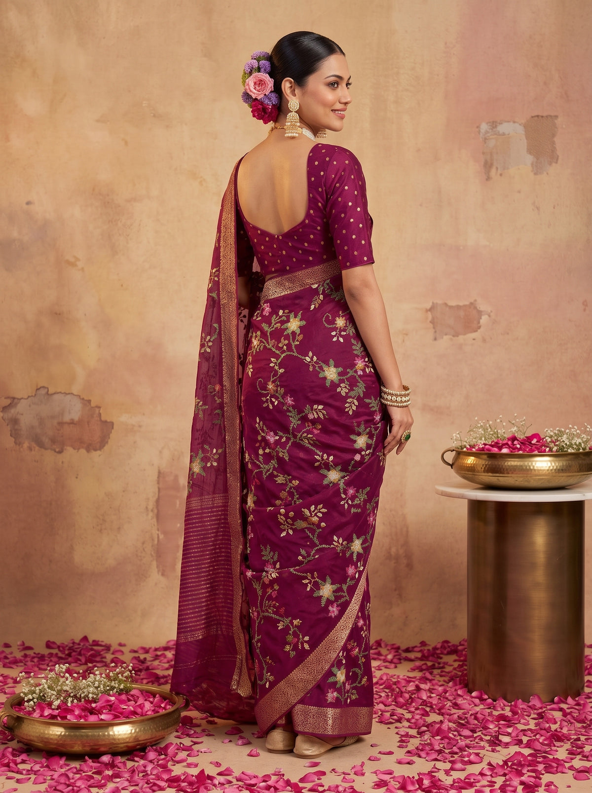 MIMOSA Magenta Jaipur Saree — pose 5 styling detail