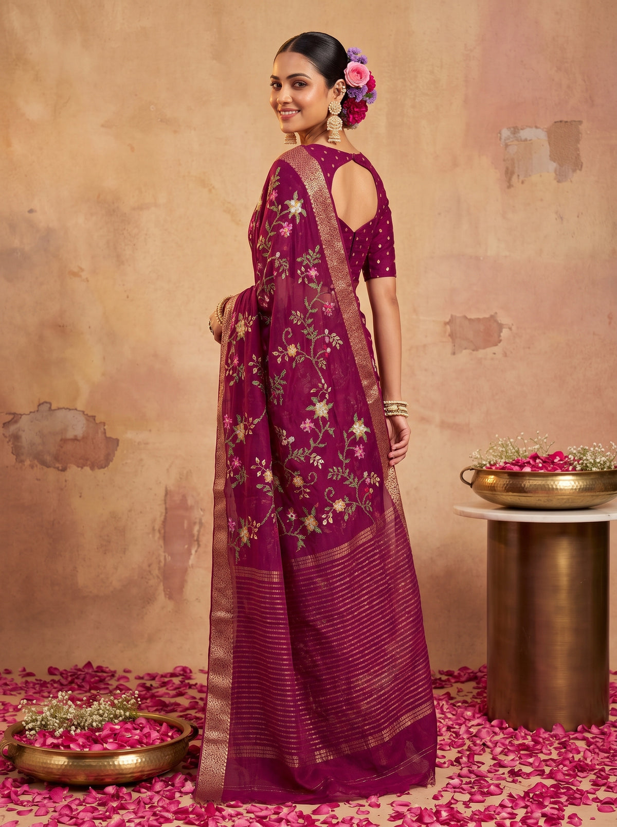 MIMOSA Magenta Jaipur Saree — pose 7 styling detail