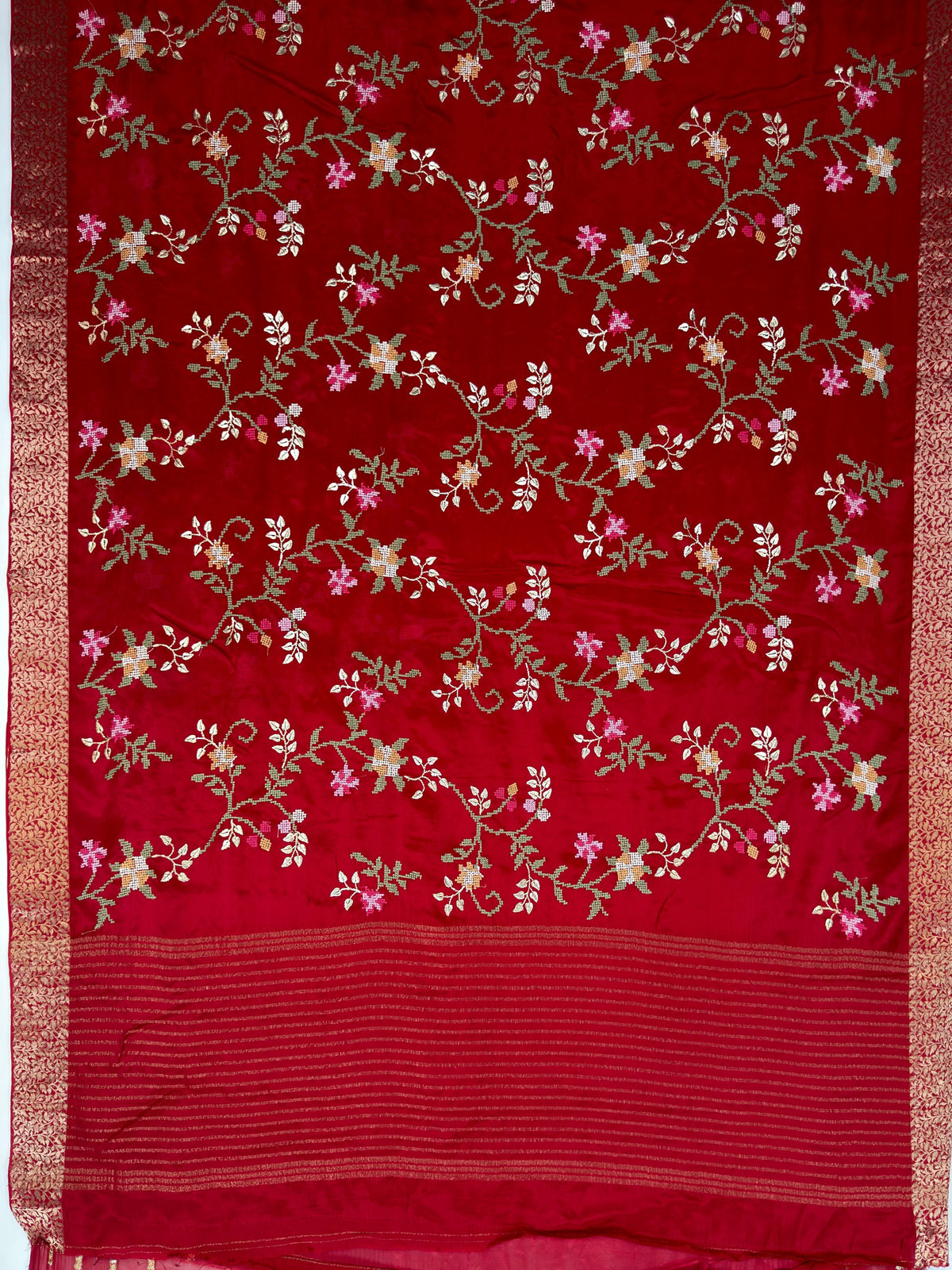 MIMOSA Maroon Jaipur Saree — pallu and zari work detail