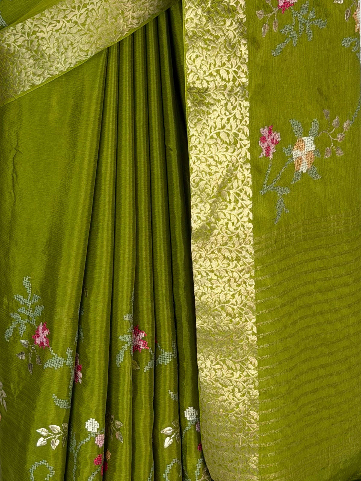 MIMOSA Olive Jaipur Saree — fleets shot full lifestyle