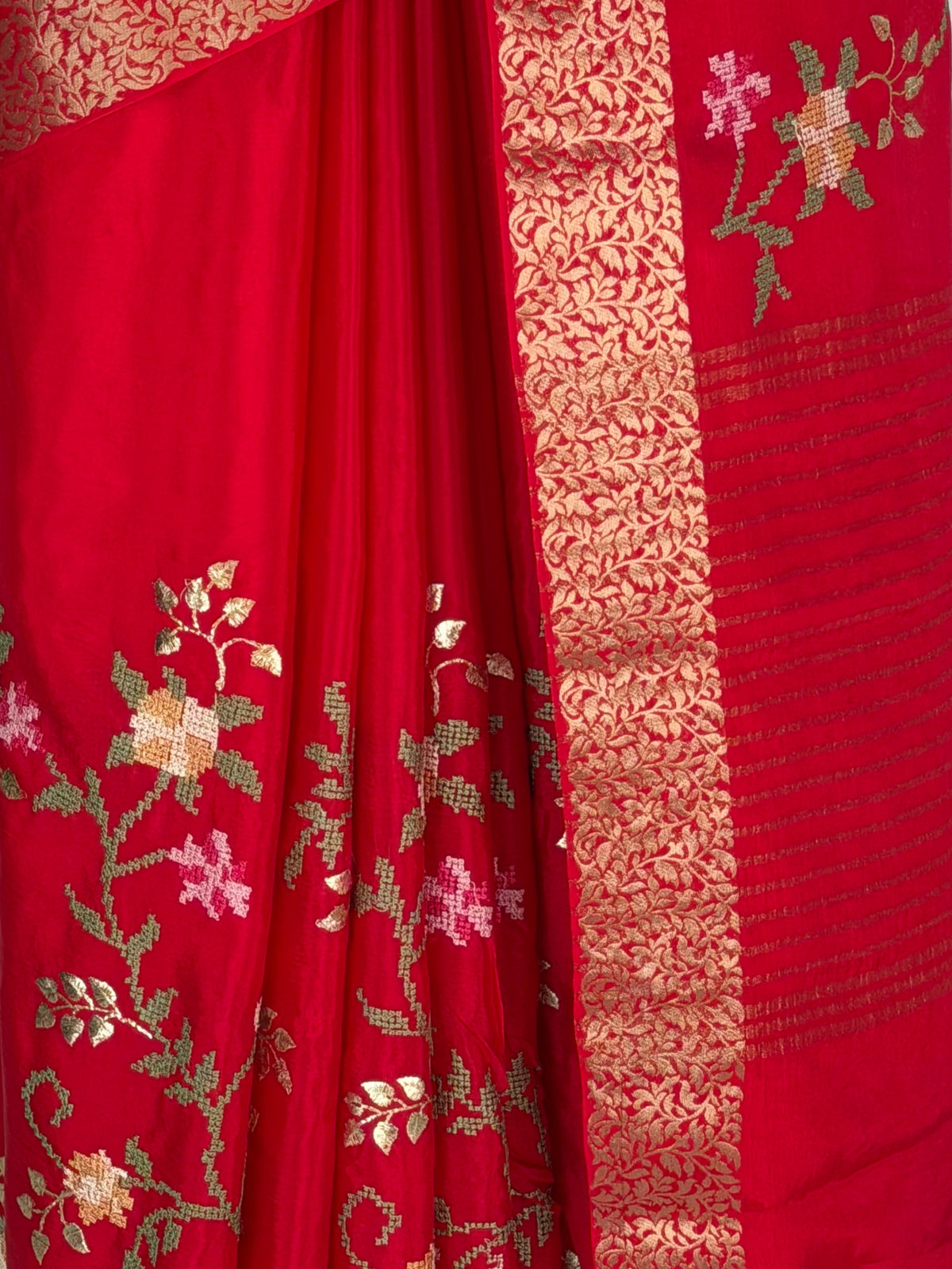 MIMOSA Red Jaipur Saree — fleets shot full lifestyle