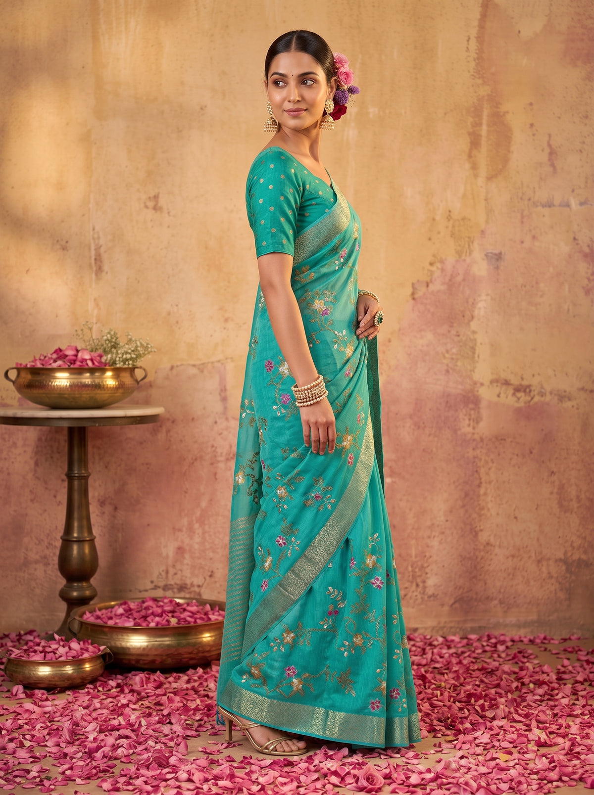 MIMOSA Rama Jaipur Saree — pose 3 styling detail