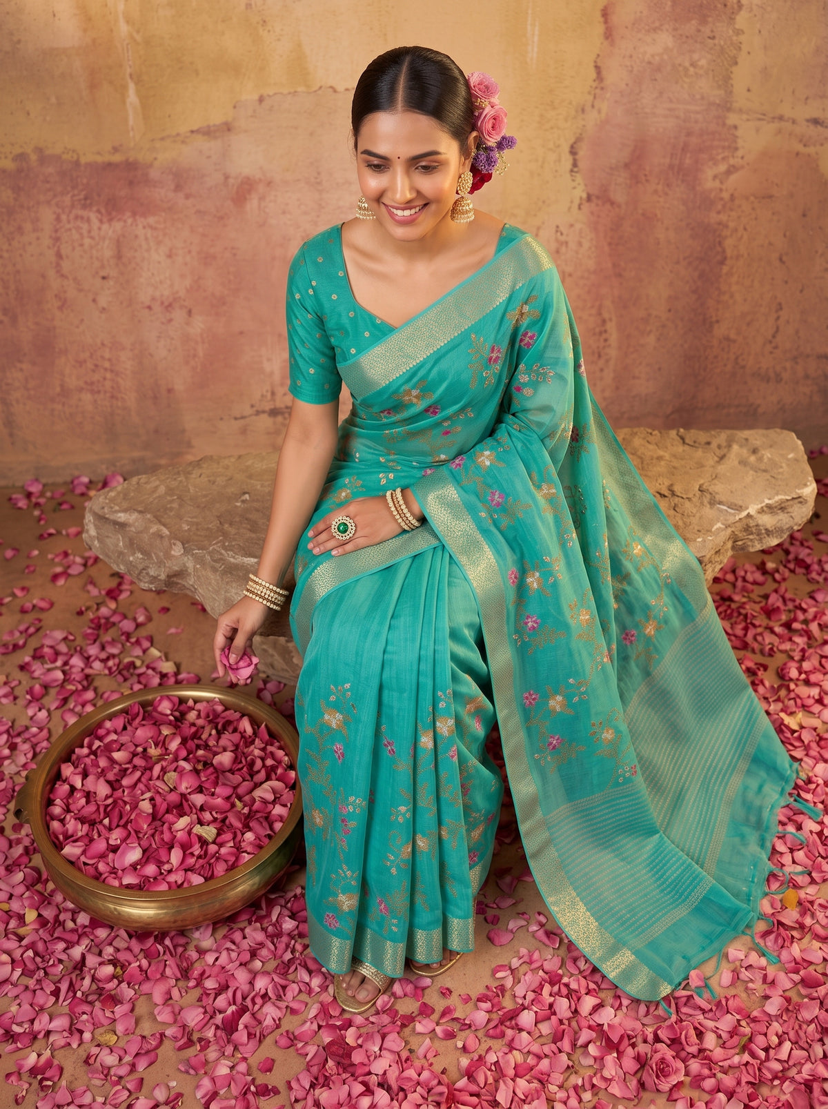 MIMOSA Rama Jaipur Saree — pose 8 styling detail