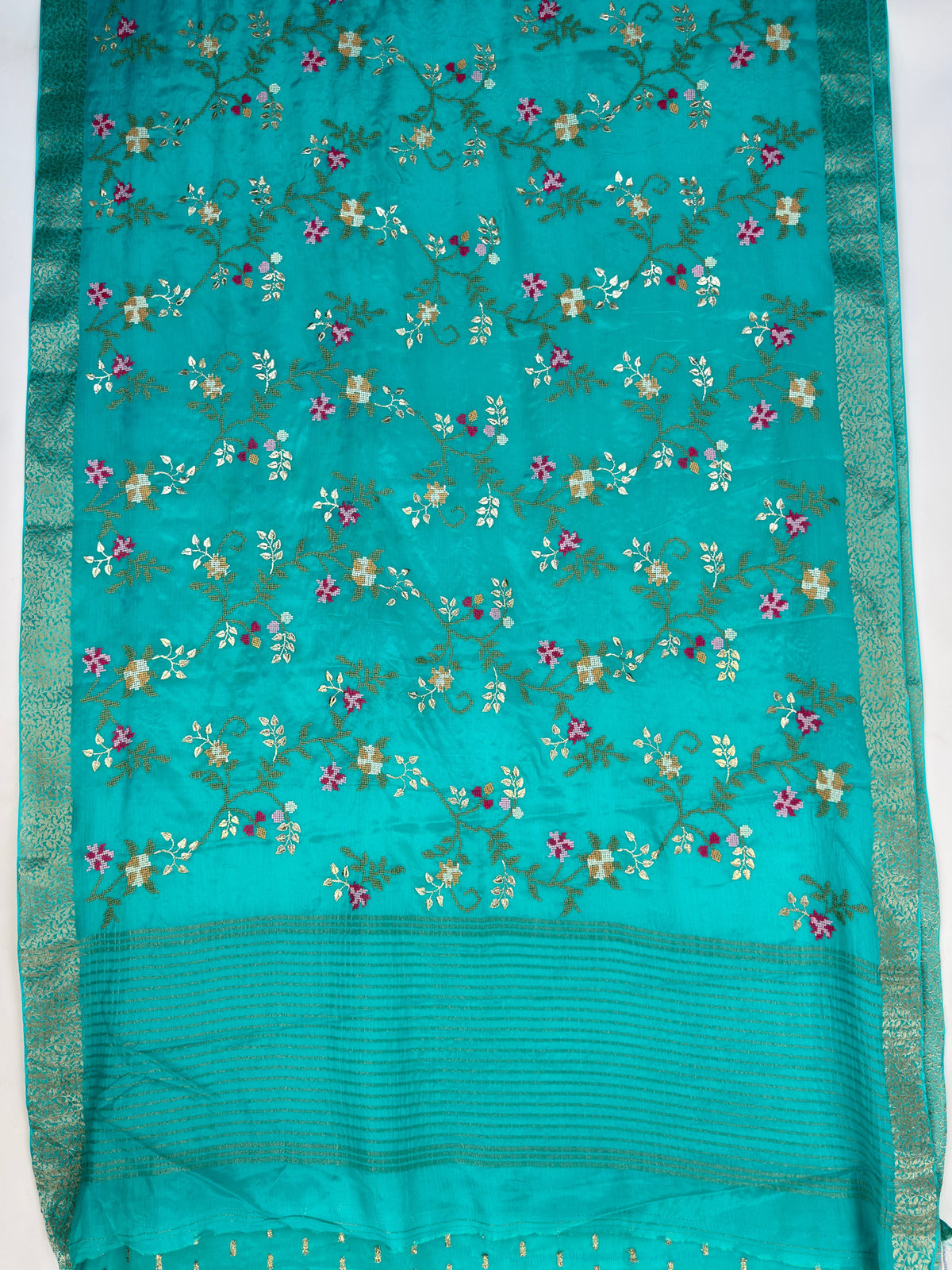 MIMOSA Rama Jaipur Saree — pallu and zari work detail