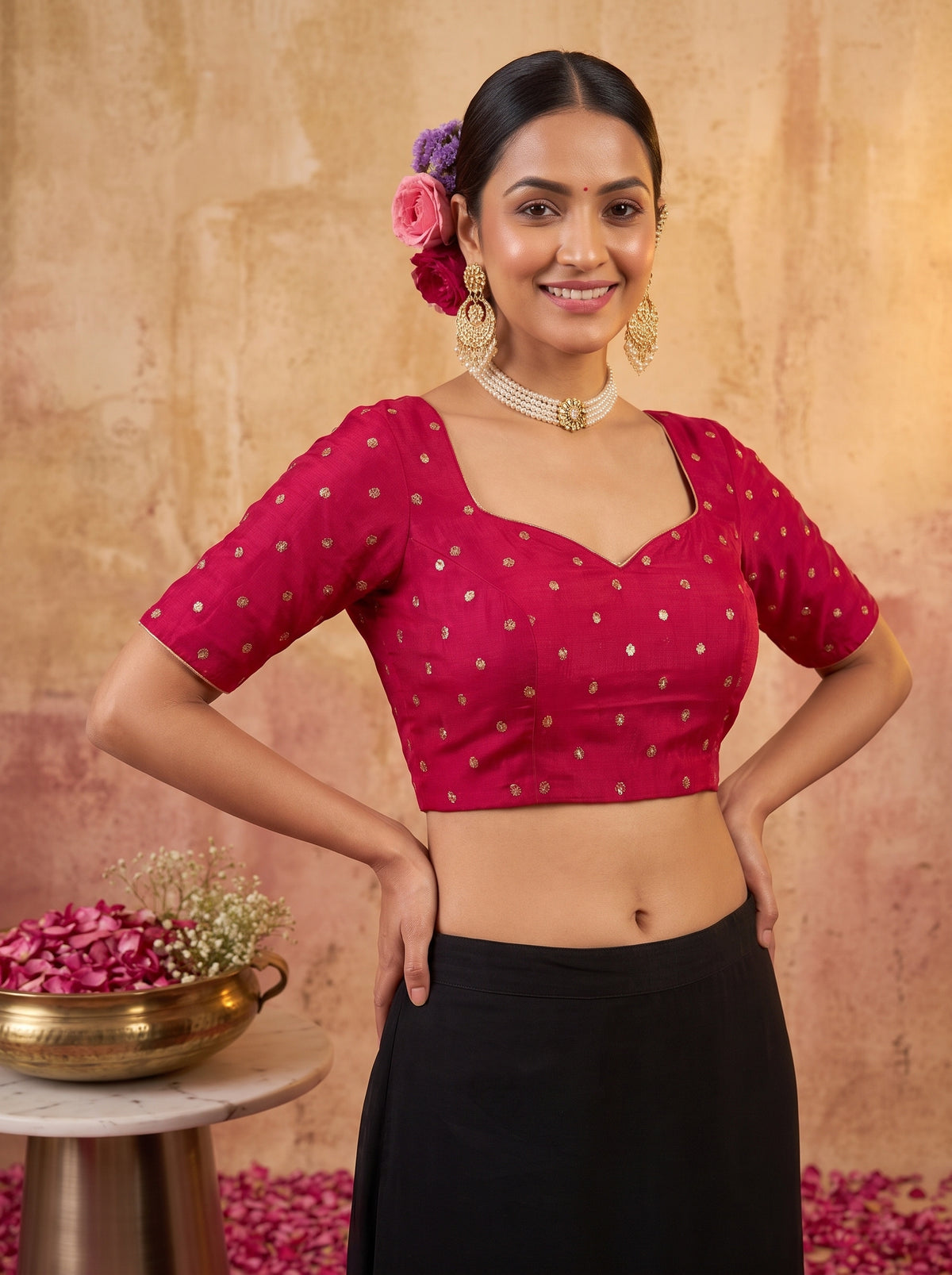 MIMOSA Rani Jaipur Saree — blouse close-up
