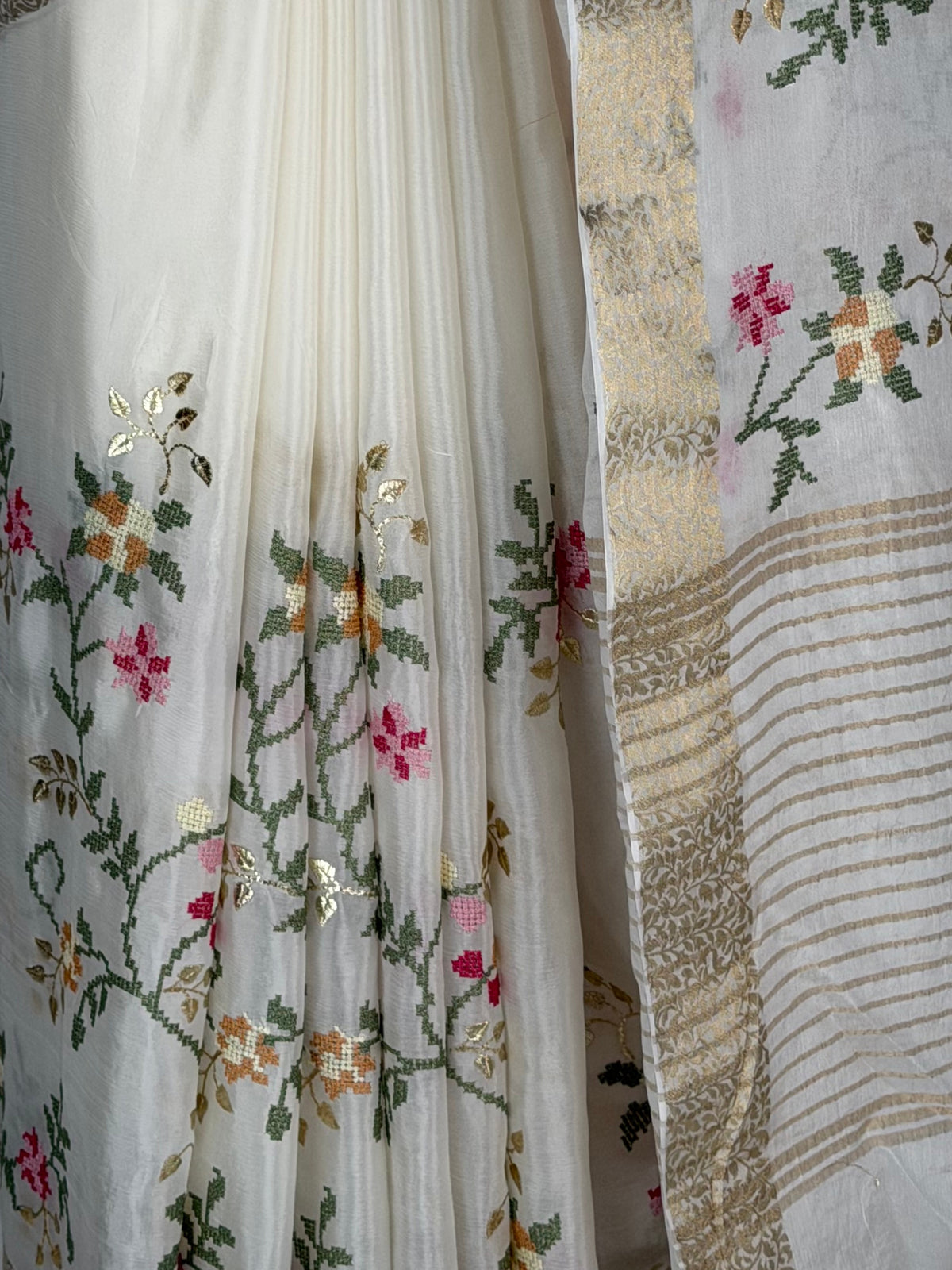 MIMOSA White Jaipur Saree — fleets shot full lifestyle