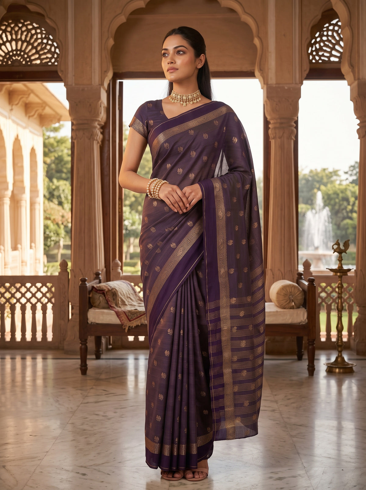 MIMOSA Jamun Bhagalpuri Tussar silk Saree — pose 5 styling detail