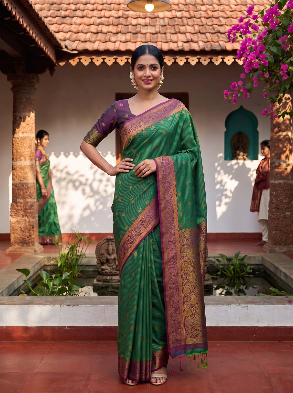 MIMOSA Rama Kanjivaram Art Silk Saree — pose 4 styling detail
